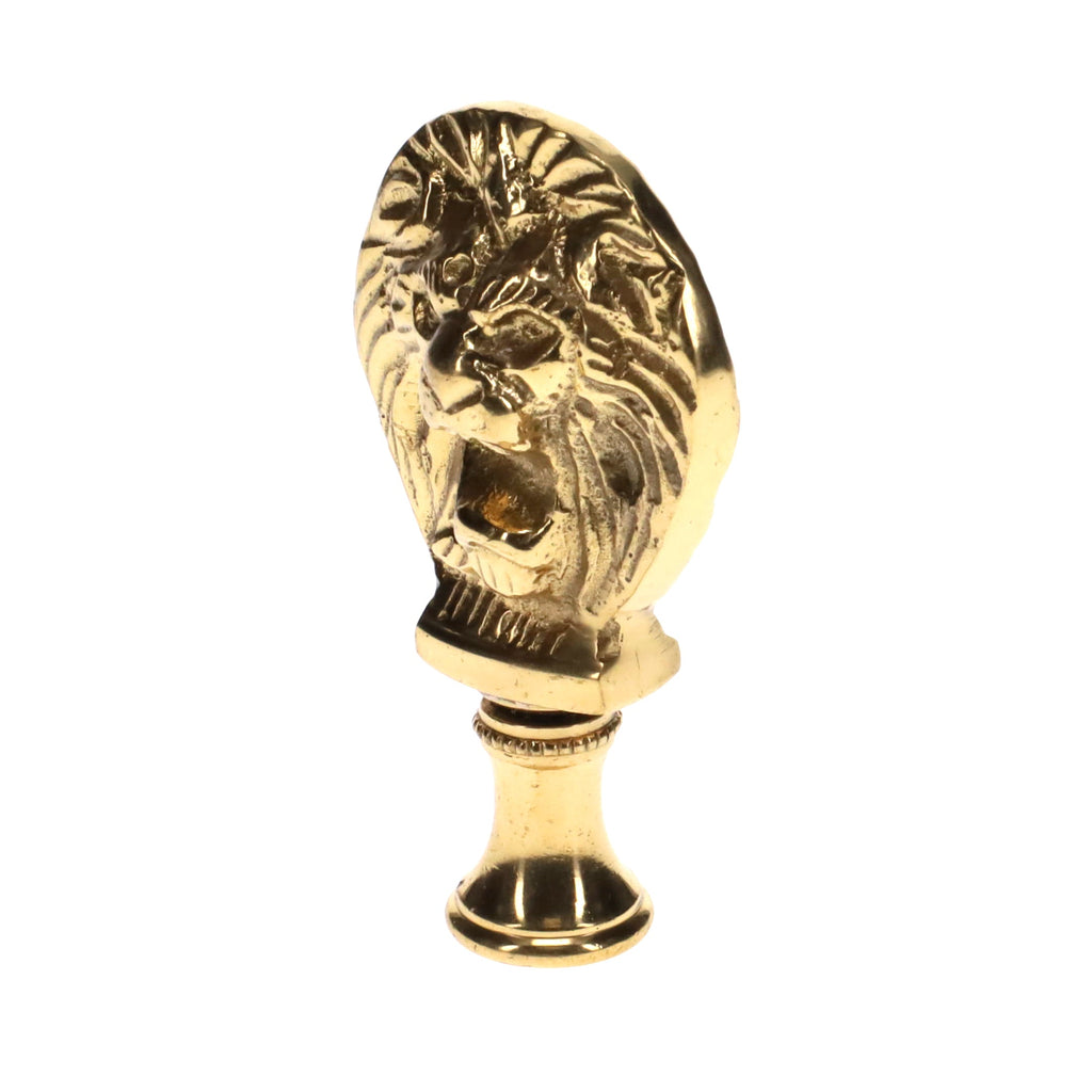 2-1/2" Tall Brass Finial, Roaring Lion Head, 1/4-27F Tap (15167)