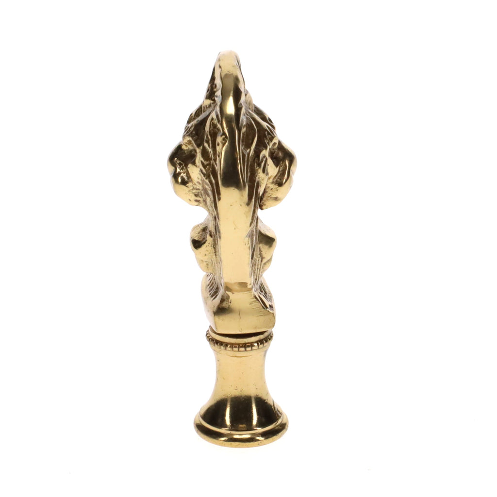 2-1/2" Tall Brass Finial, Roaring Lion Head, 1/4-27F Tap (15167)