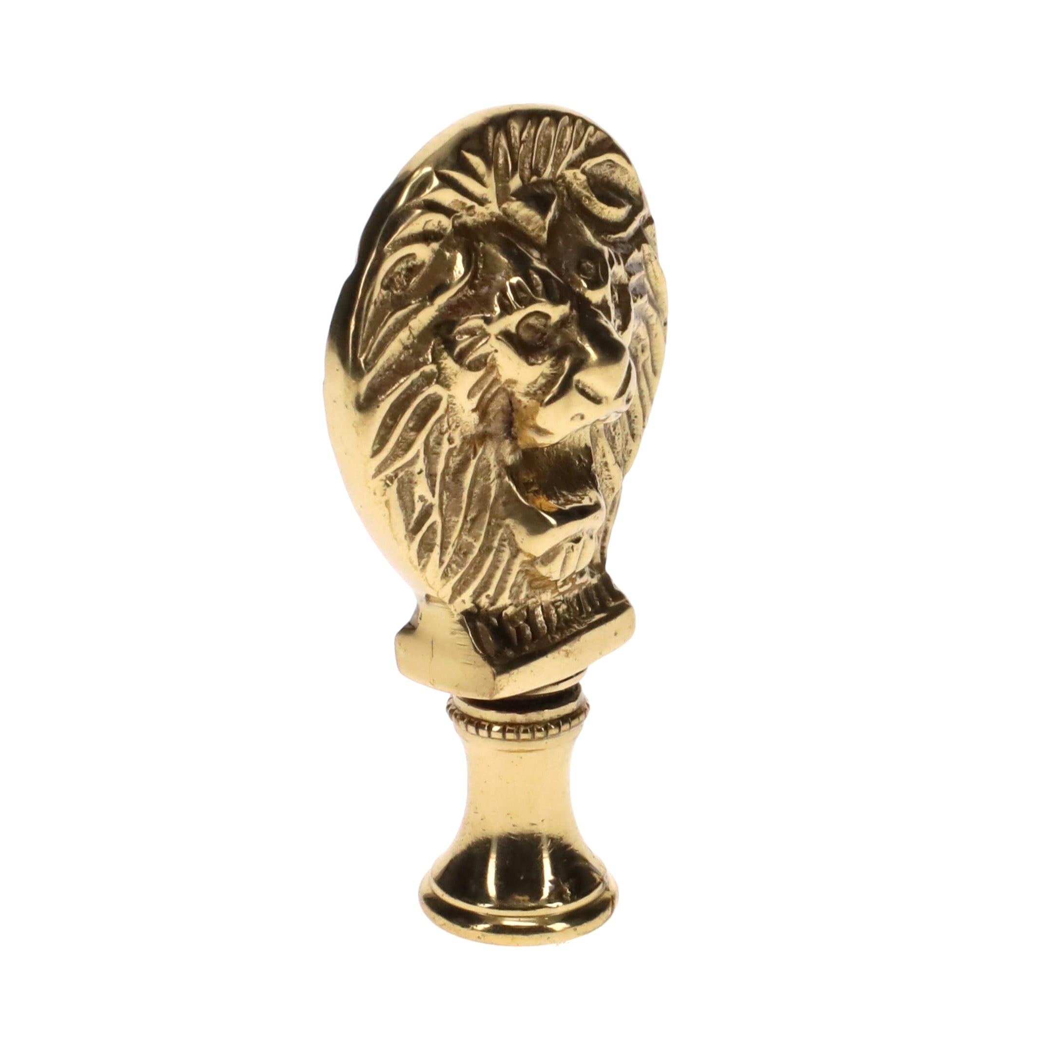 2-1/2" Tall Brass Finial, Roaring Lion Head, 1/4-27F Tap (15167)