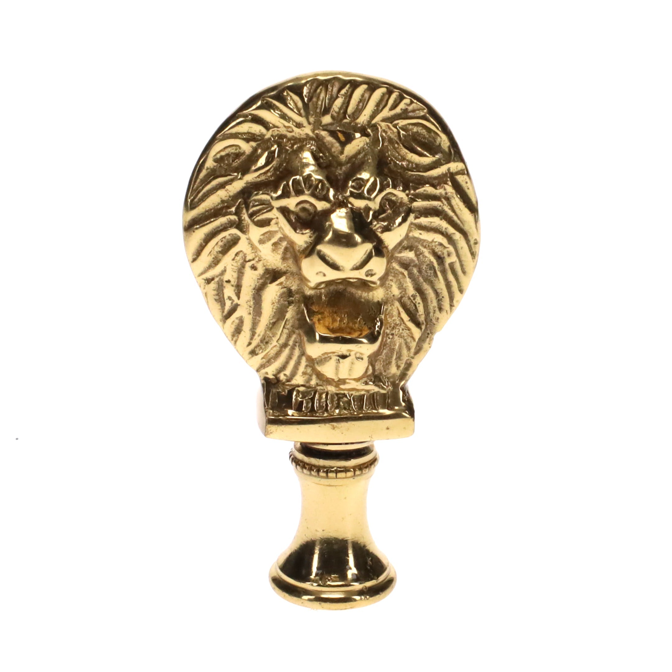 2-1/2" Tall Brass Finial, Roaring Lion Head, 1/4-27F Tap (15167)