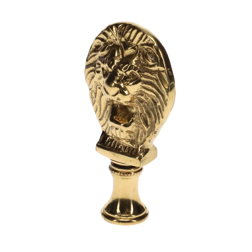 2-1/2" Tall Brass Finial, Roaring Lion Head, 1/4-27F Tap (15167)