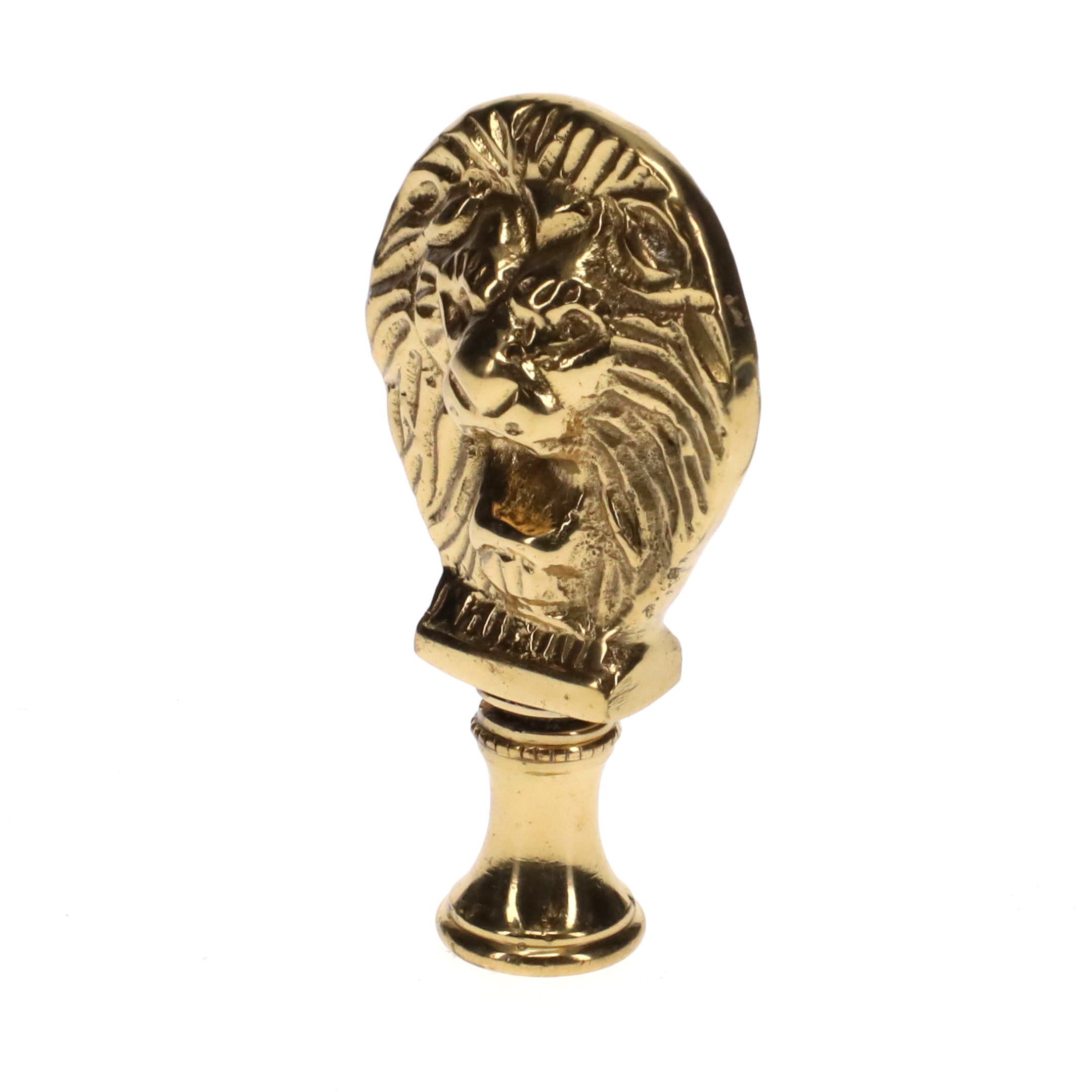 2-1/2" Tall Brass Finial, Roaring Lion Head, 1/4-27F Tap (15167)