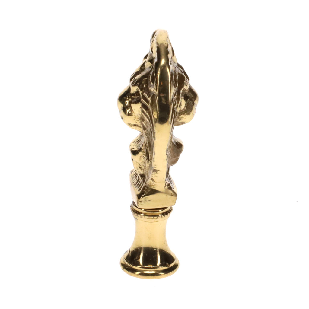 2-1/2" Tall Brass Finial, Roaring Lion Head, 1/4-27F Tap (15167)