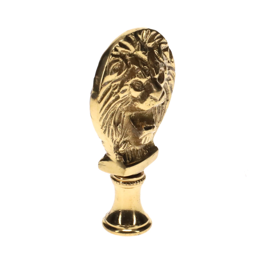 2-1/2" Tall Brass Finial, Roaring Lion Head, 1/4-27F Tap (15167)
