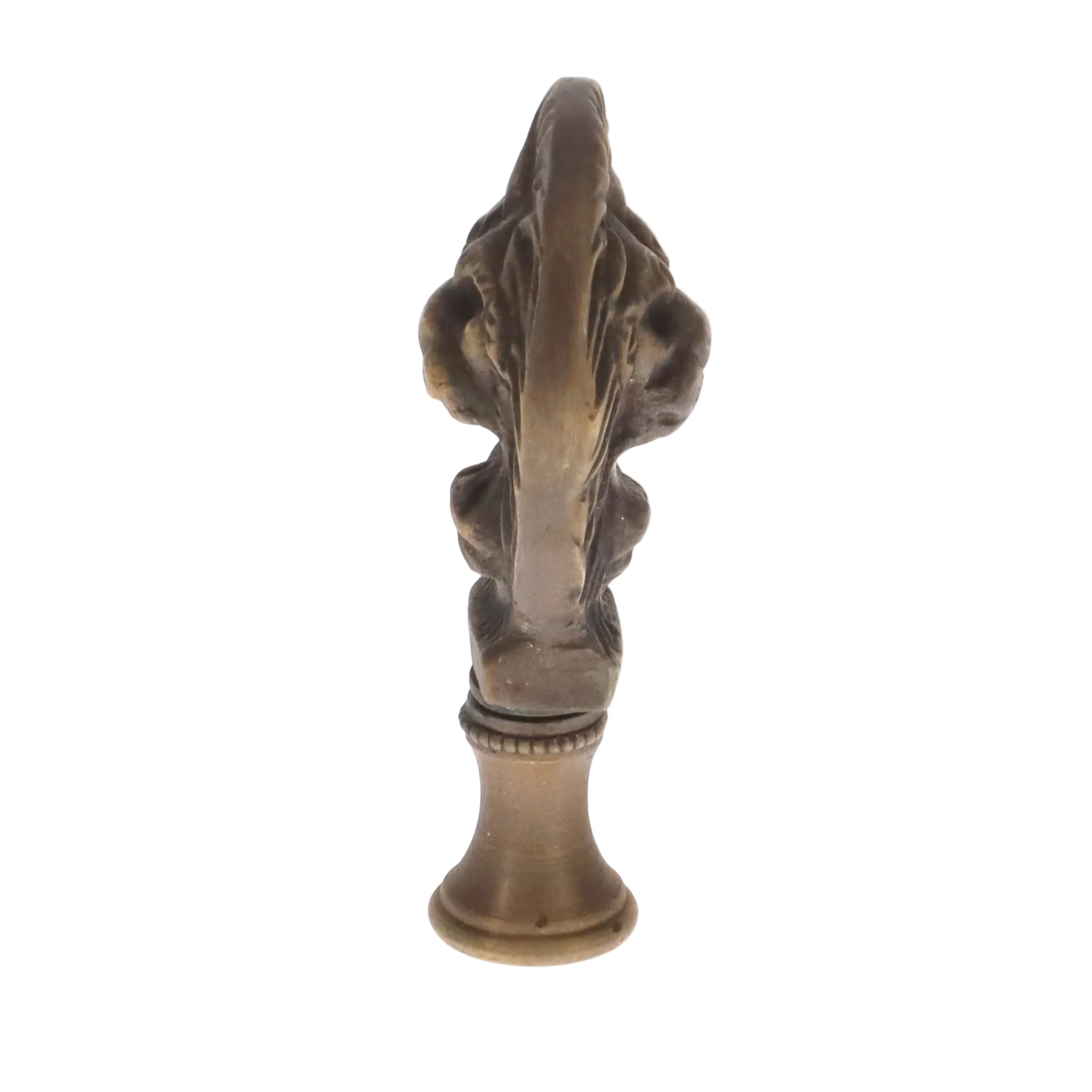 2-1/2" Tall Brass Finial, Roaring Lion Head, Antique Bronze, 1/4-27F Tap (15167BR)