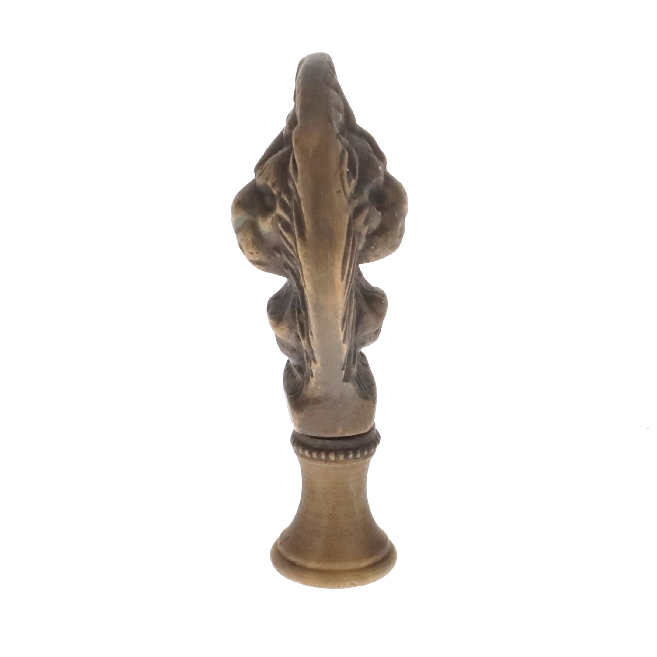 2-1/2" Tall Brass Finial, Roaring Lion Head, Antique Bronze, 1/4-27F Tap (15167BR)