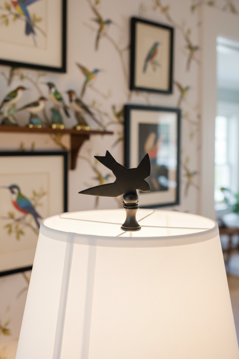 2-1/2" Tall Finial, Black Bird Silhouette, 1/4-27F Tap (15168)