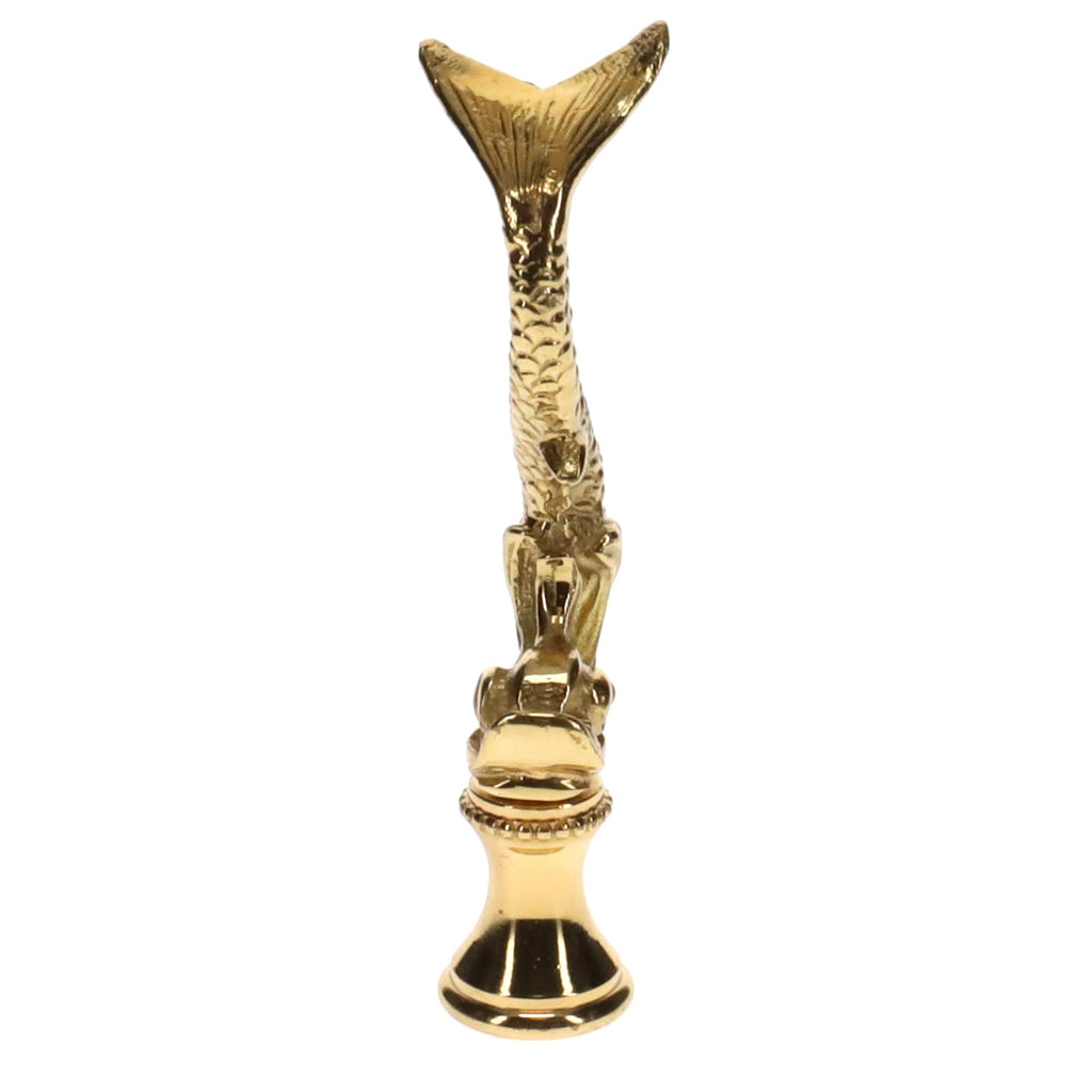 3" Tall Brass Finial, Roman Dolphin, 1/4-27F Tap (15169)