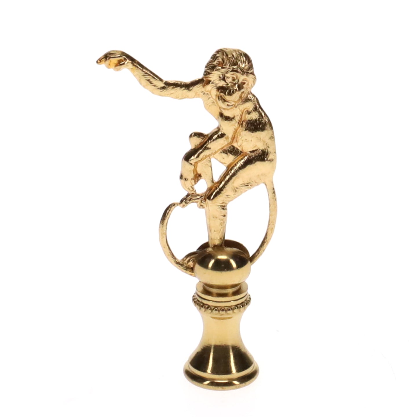 2-3/4" Tall Brass Finial, Monkey, 1/4-27F Tap (15170)