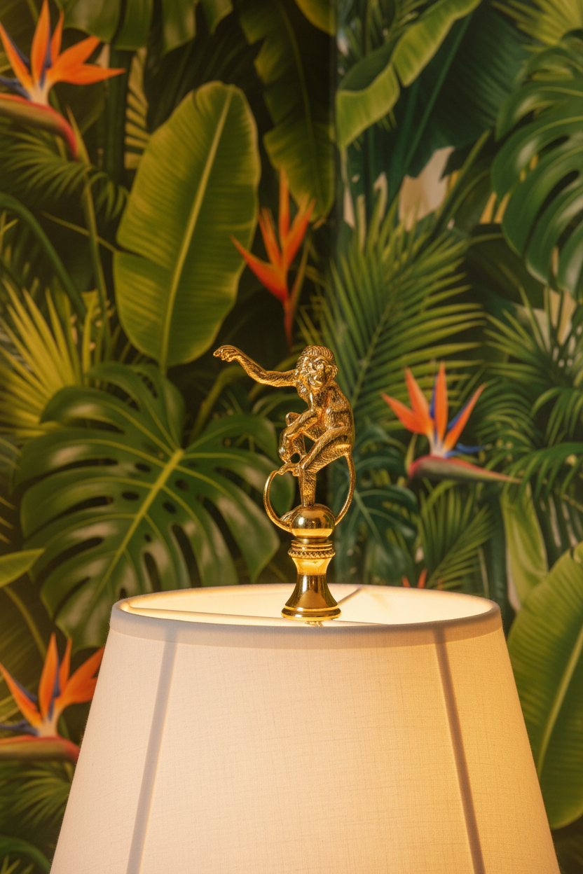2-3/4" Tall Brass Finial, Monkey, 1/4-27F Tap (15170)