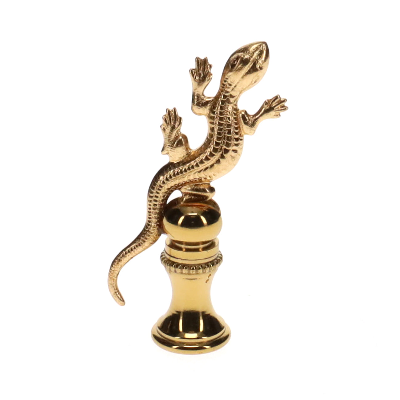 2-5/16" Tall Brass Finial, Gecko, 1/4-27F Tap (15172)