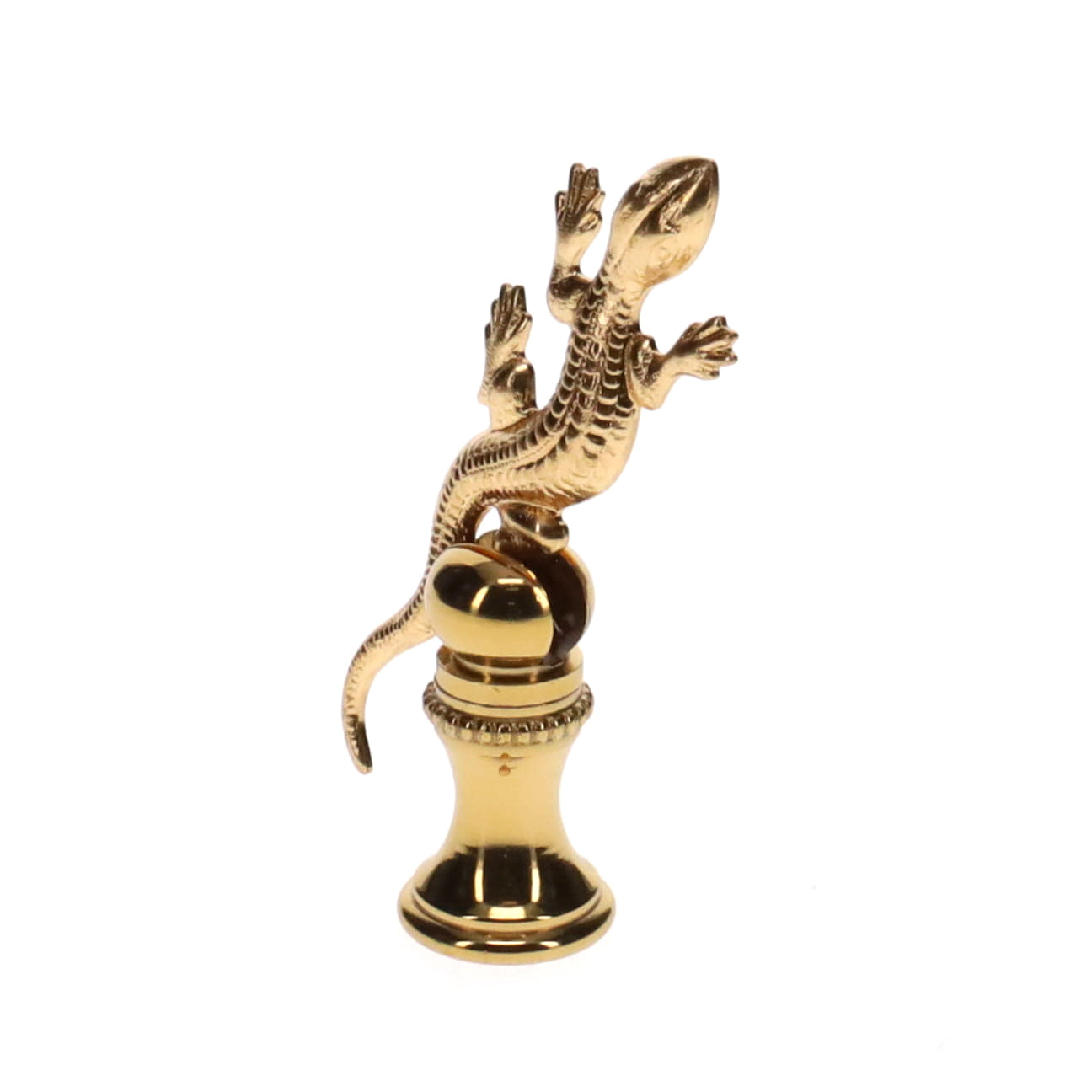 2-5/16" Tall Brass Finial, Gecko, 1/4-27F Tap (15172)