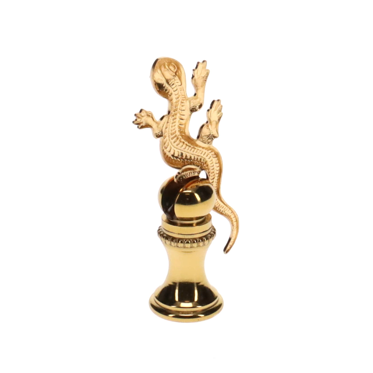 2-5/16" Tall Brass Finial, Gecko, 1/4-27F Tap (15172)