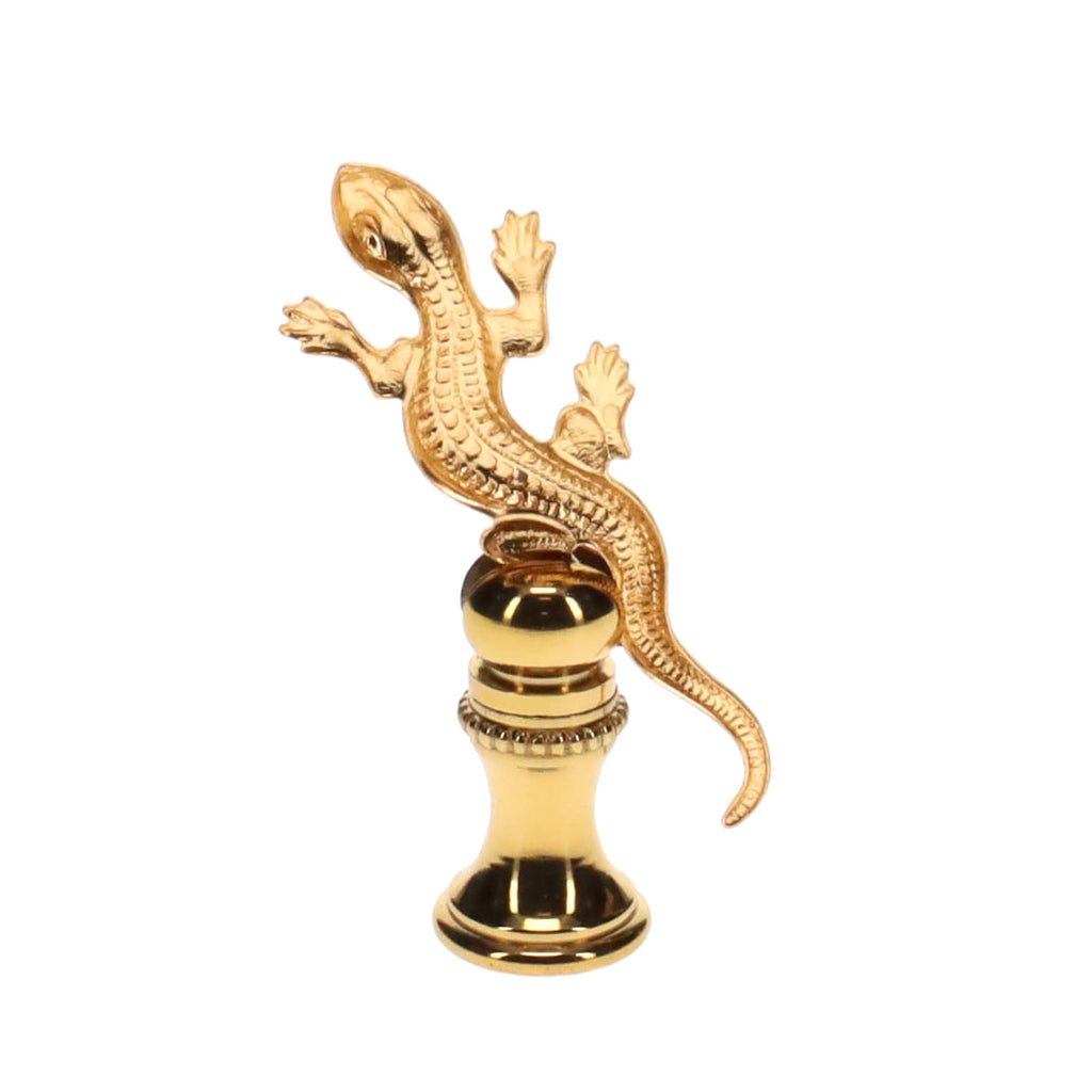 2-5/16" Tall Brass Finial, Gecko, 1/4-27F Tap (15172)