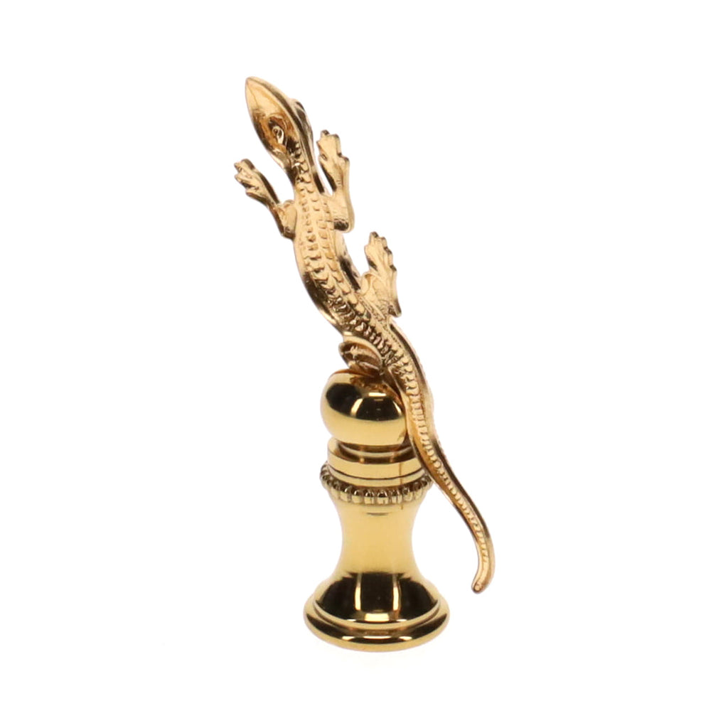 2-5/16" Tall Brass Finial, Gecko, 1/4-27F Tap (15172)