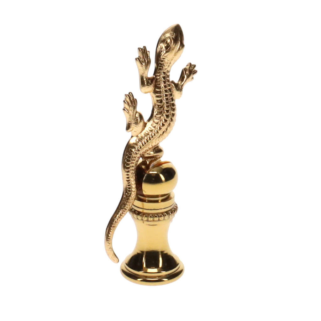 2-5/16" Tall Brass Finial, Gecko, 1/4-27F Tap (15172)
