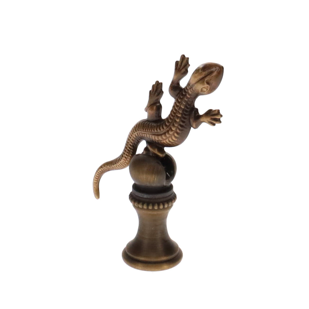 2-5/16" Tall Brass Finial, Gecko, Bronze Finish, 1/4-27F Tap (15172BR)