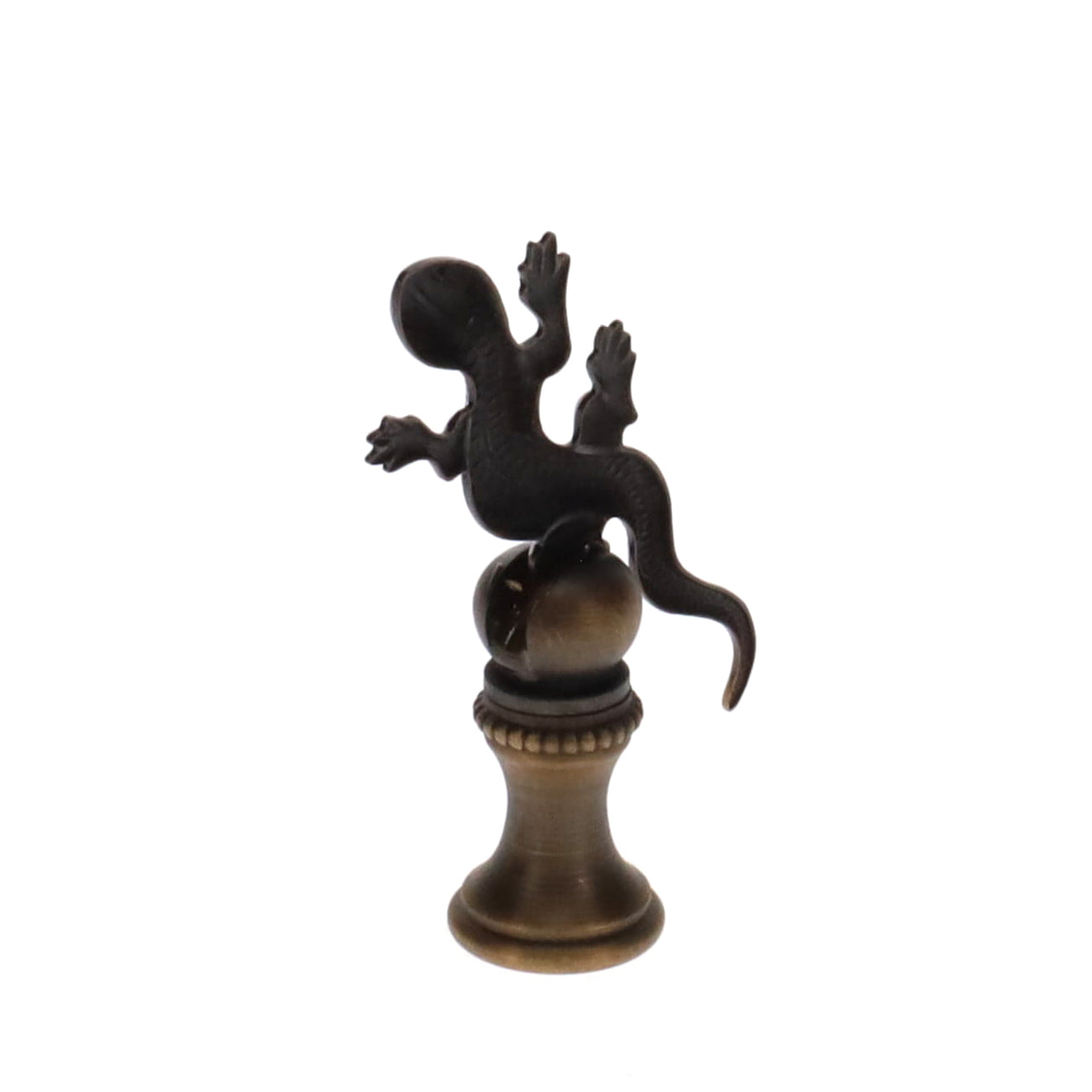 2-5/16" Tall Brass Finial, Gecko, Bronze Finish, 1/4-27F Tap (15172BR)