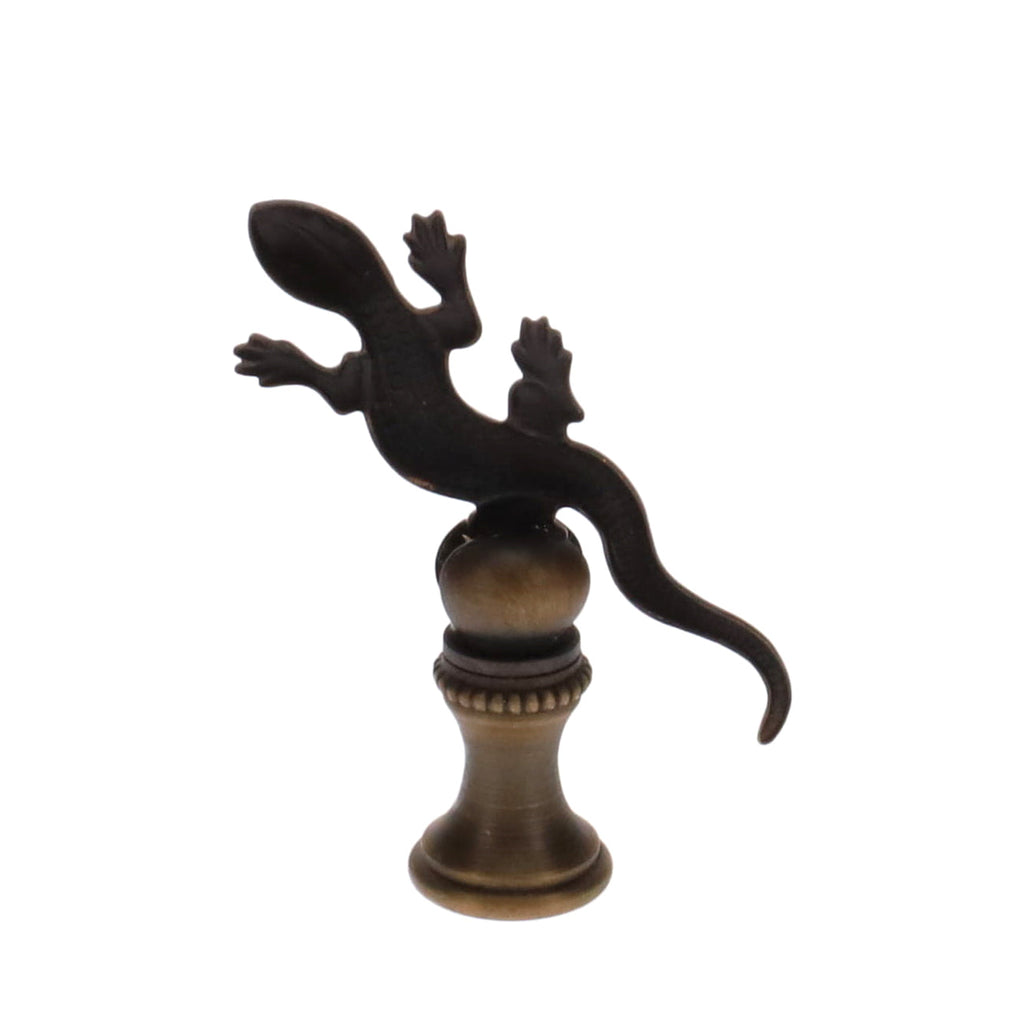 2-5/16" Tall Brass Finial, Gecko, Bronze Finish, 1/4-27F Tap (15172BR)