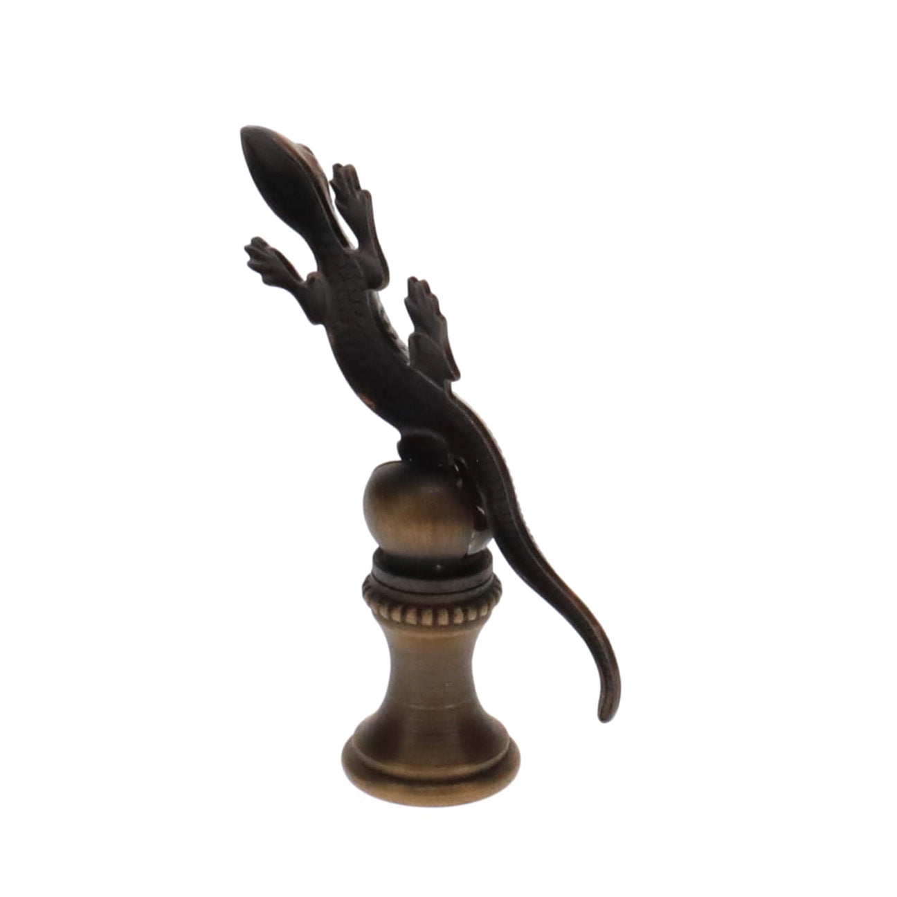 2-5/16" Tall Brass Finial, Gecko, Bronze Finish, 1/4-27F Tap (15172BR)