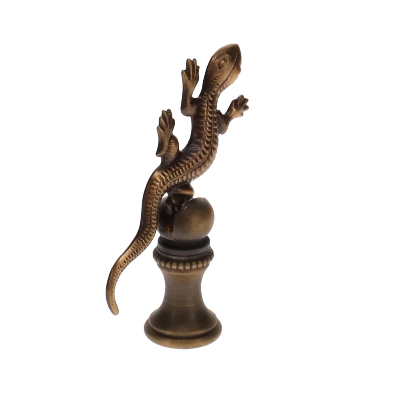2-5/16" Tall Brass Finial, Gecko, Bronze Finish, 1/4-27F Tap (15172BR)