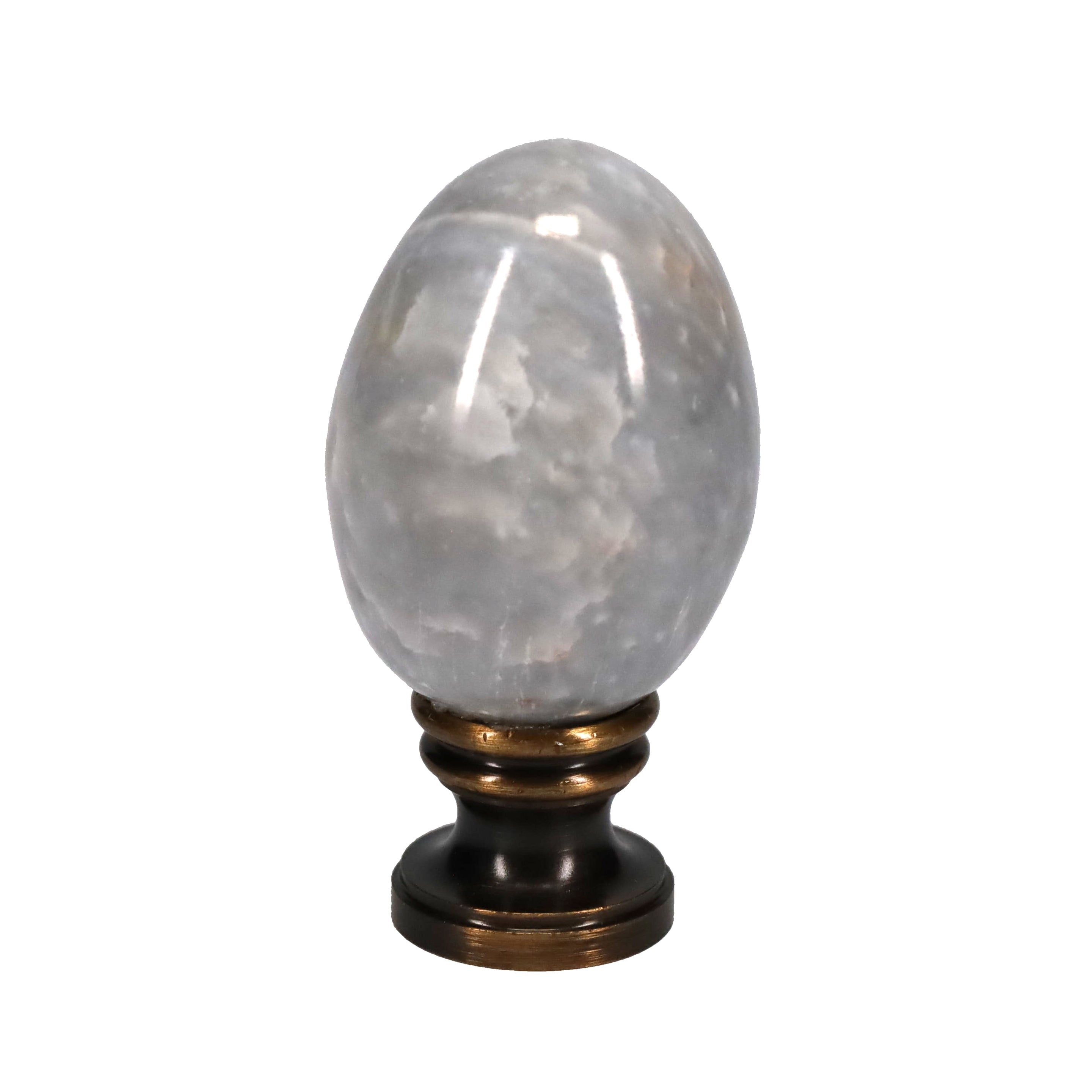 2-1/4" Tall Brass Finial, Marble Egg, Antique Finish, 1/4-27F Tap (15173A)