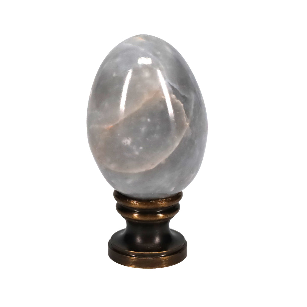 2-1/4" Tall Brass Finial, Marble Egg, Antique Finish, 1/4-27F Tap (15173A)