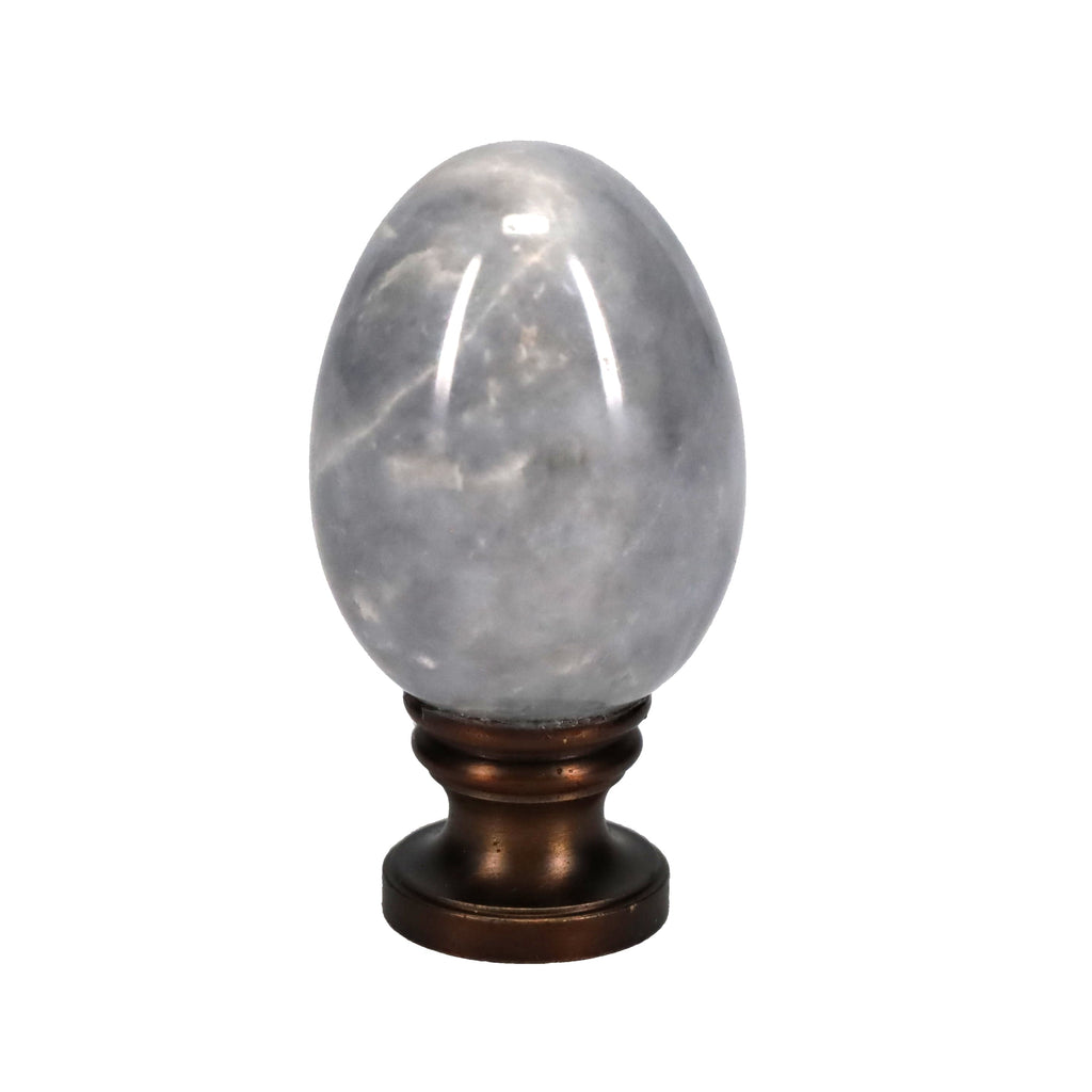 2-1/4" Tall Brass Finial, Marble Egg, Antique Bronze Finish, 1/4-27F Tap (15173B)