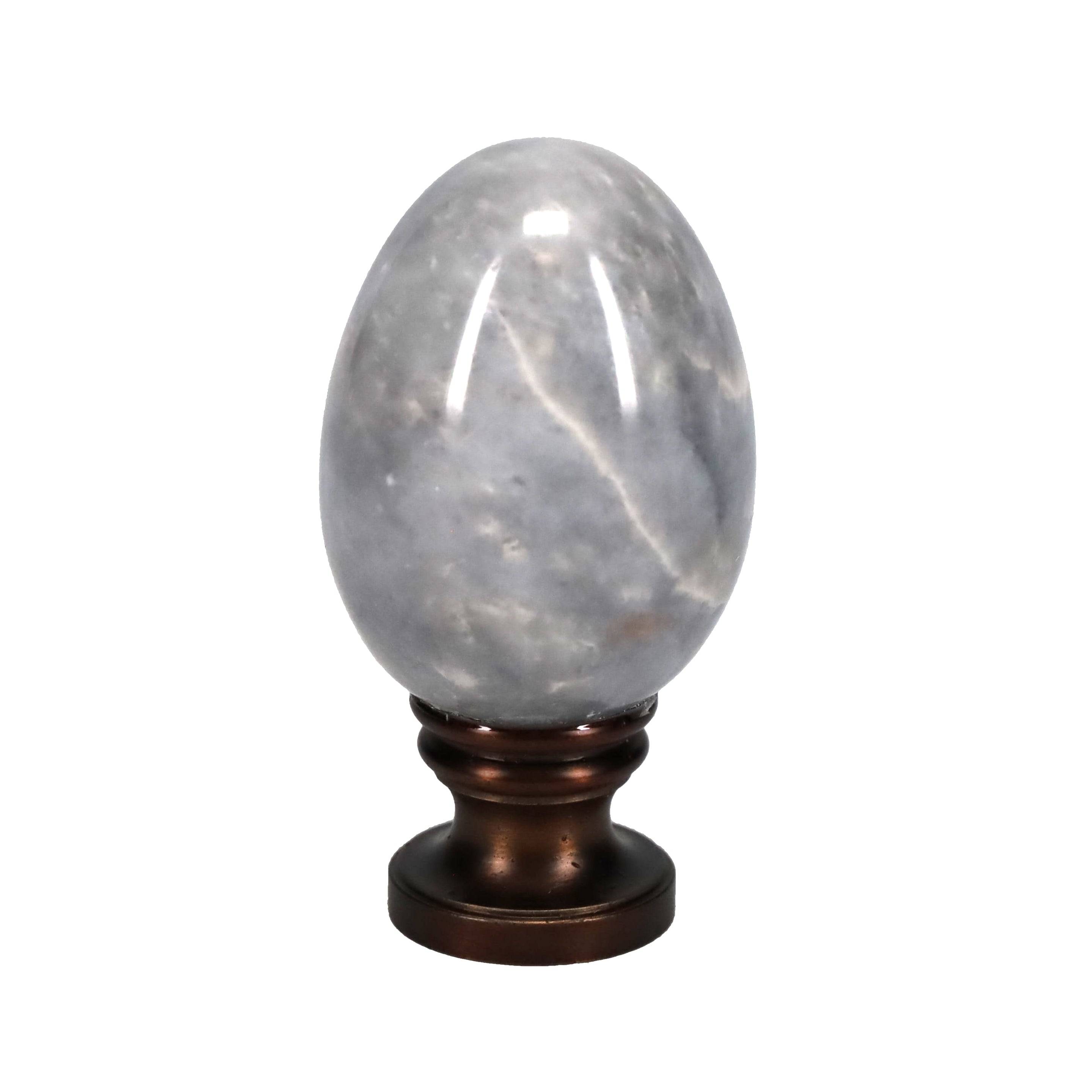 2-1/4" Tall Brass Finial, Marble Egg, Antique Bronze Finish, 1/4-27F Tap (15173B)