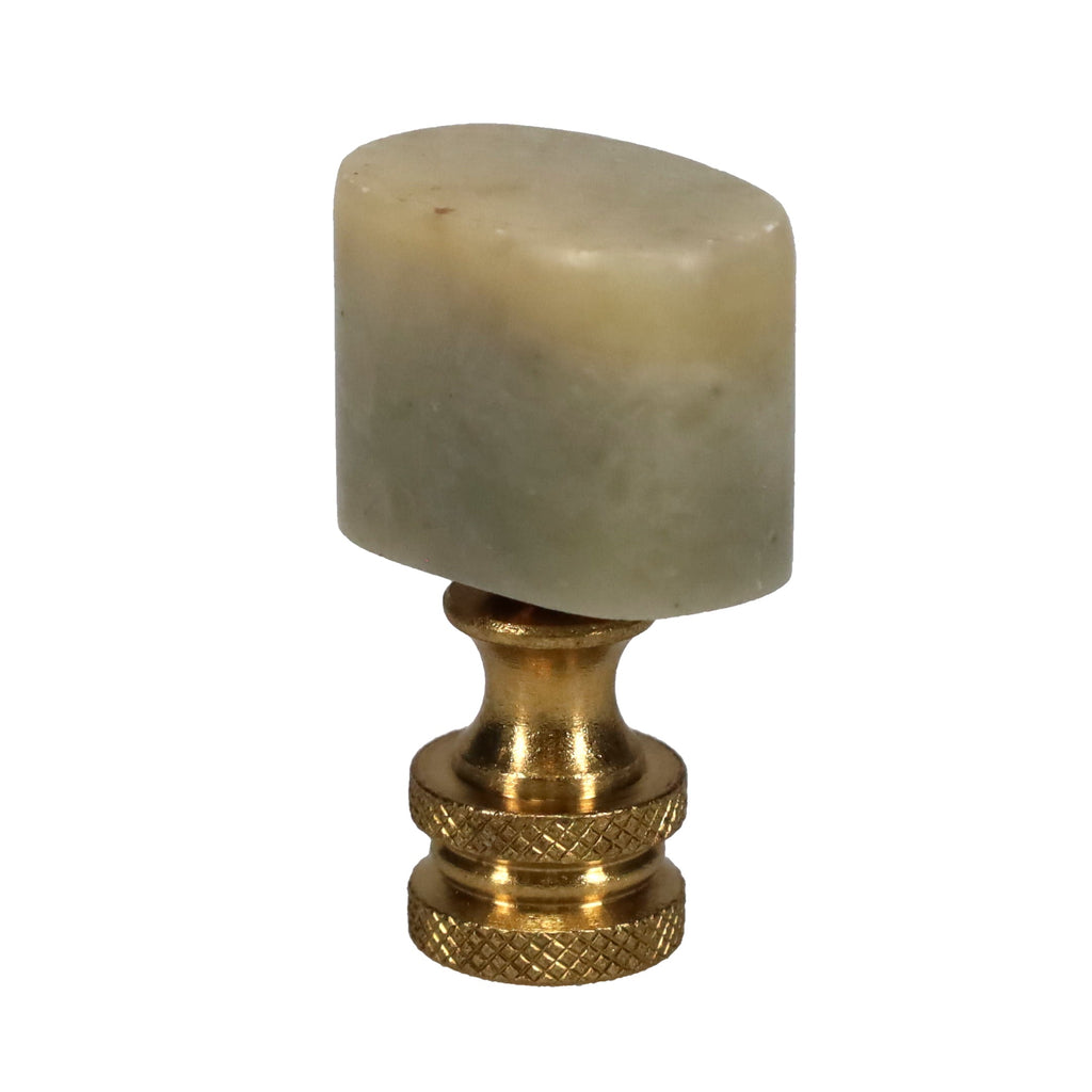 1-5/8" Tall Brass Finial, Jade Stone, 1/4-27F Tap (15174)