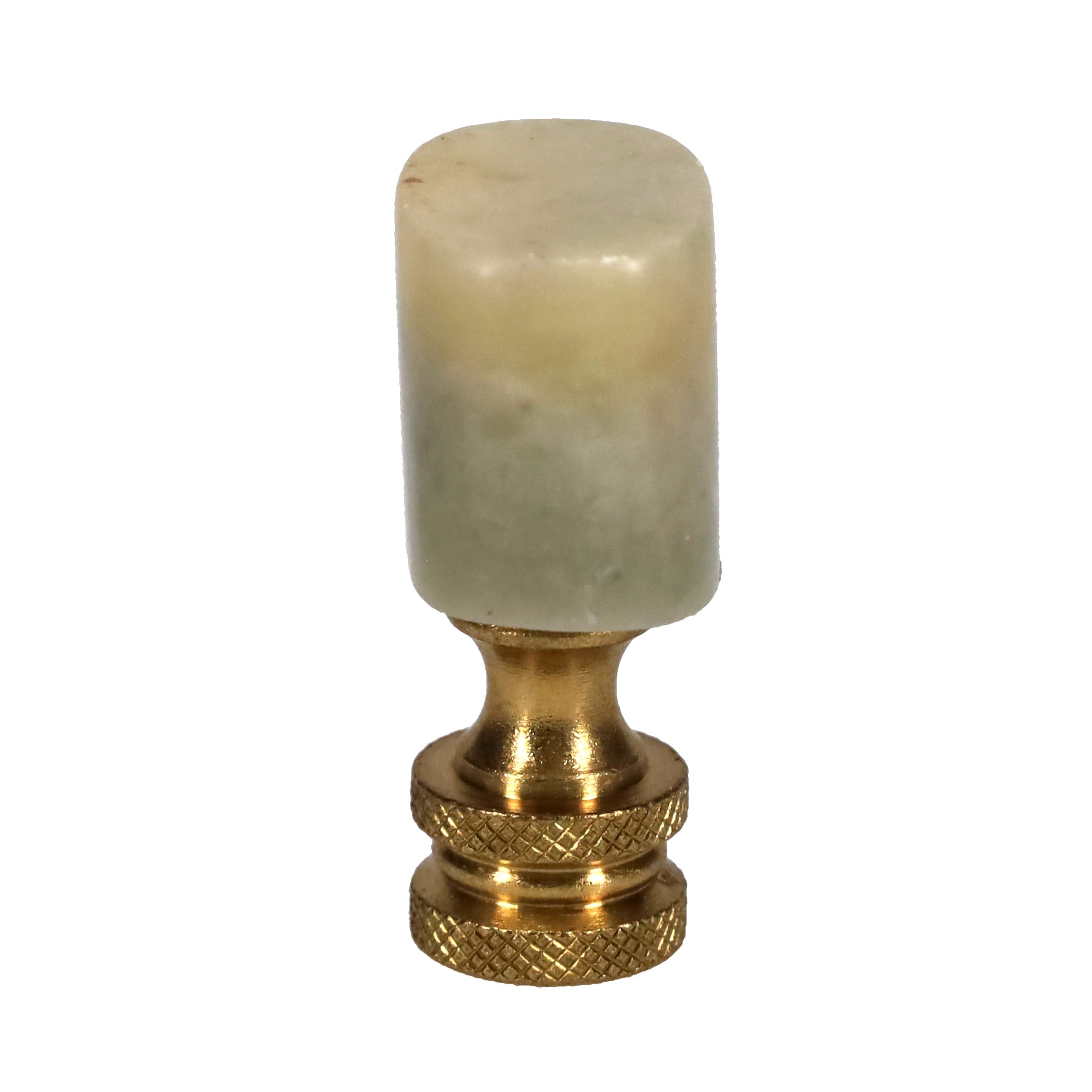 1-5/8" Tall Brass Finial, Jade Stone, 1/4-27F Tap (15174)