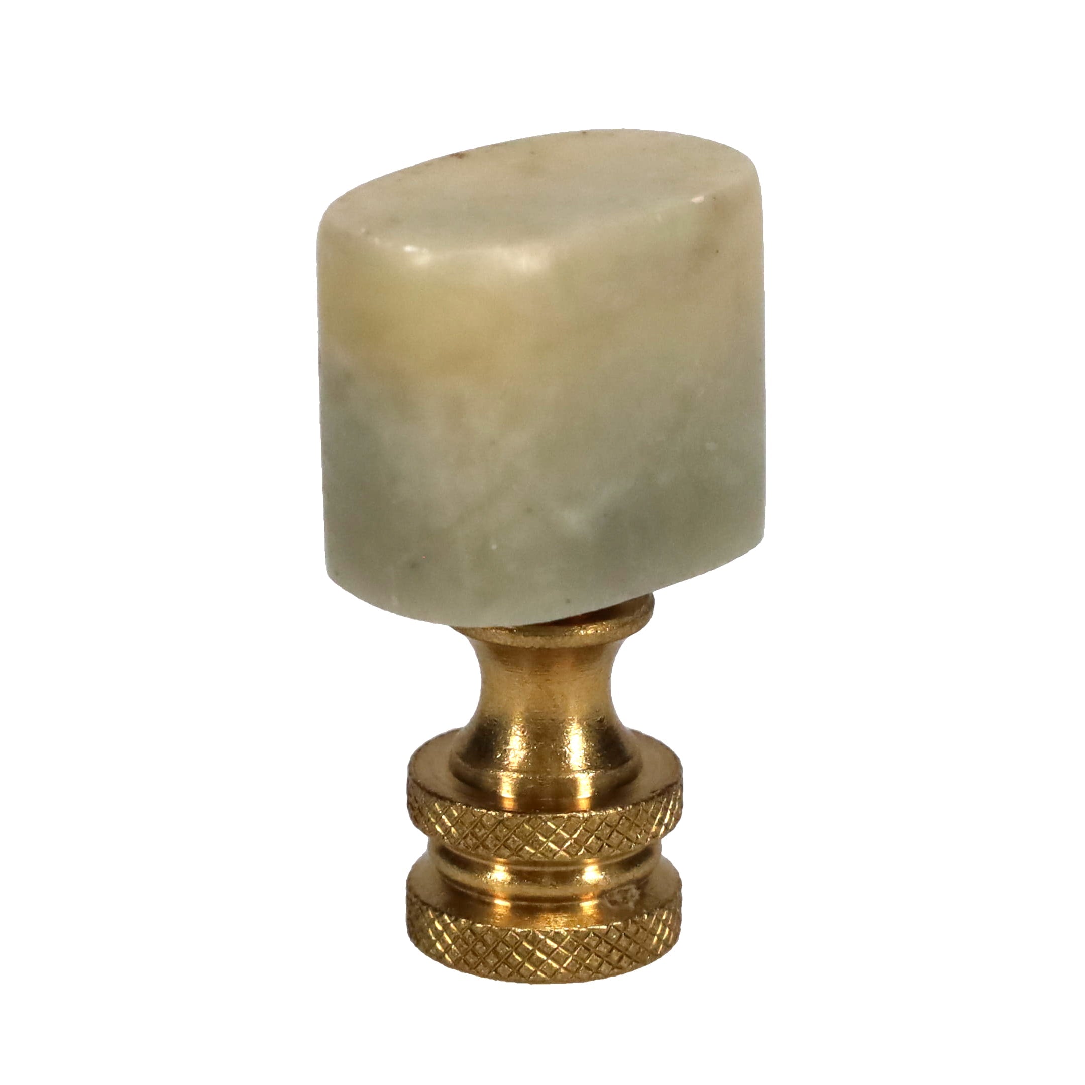 1-5/8" Tall Brass Finial, Jade Stone, 1/4-27F Tap (15174)
