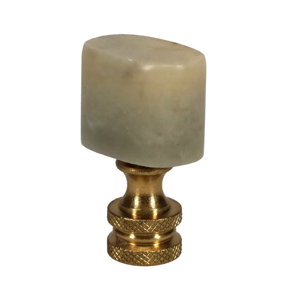 1-5/8" Tall Brass Finial, Jade Stone, 1/4-27F Tap (15174)