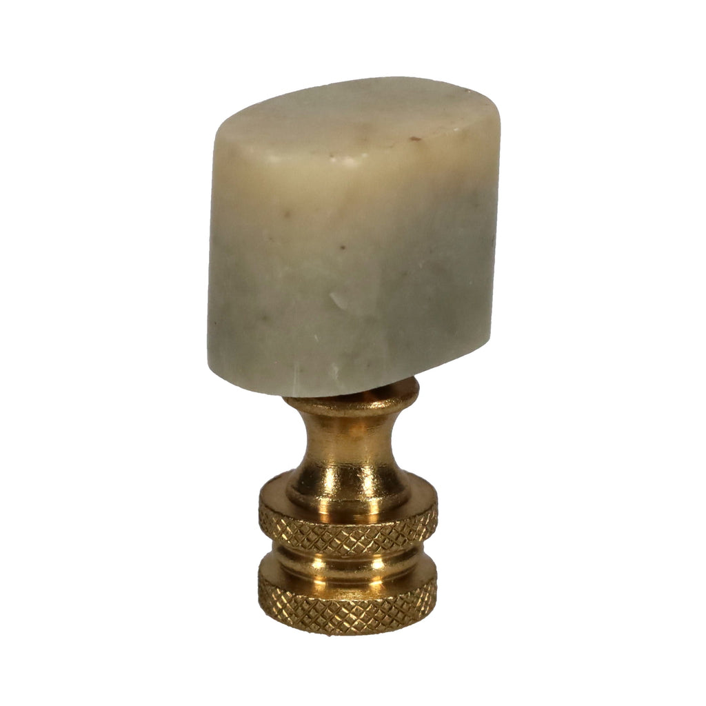 1-5/8" Tall Brass Finial, Jade Stone, 1/4-27F Tap (15174)
