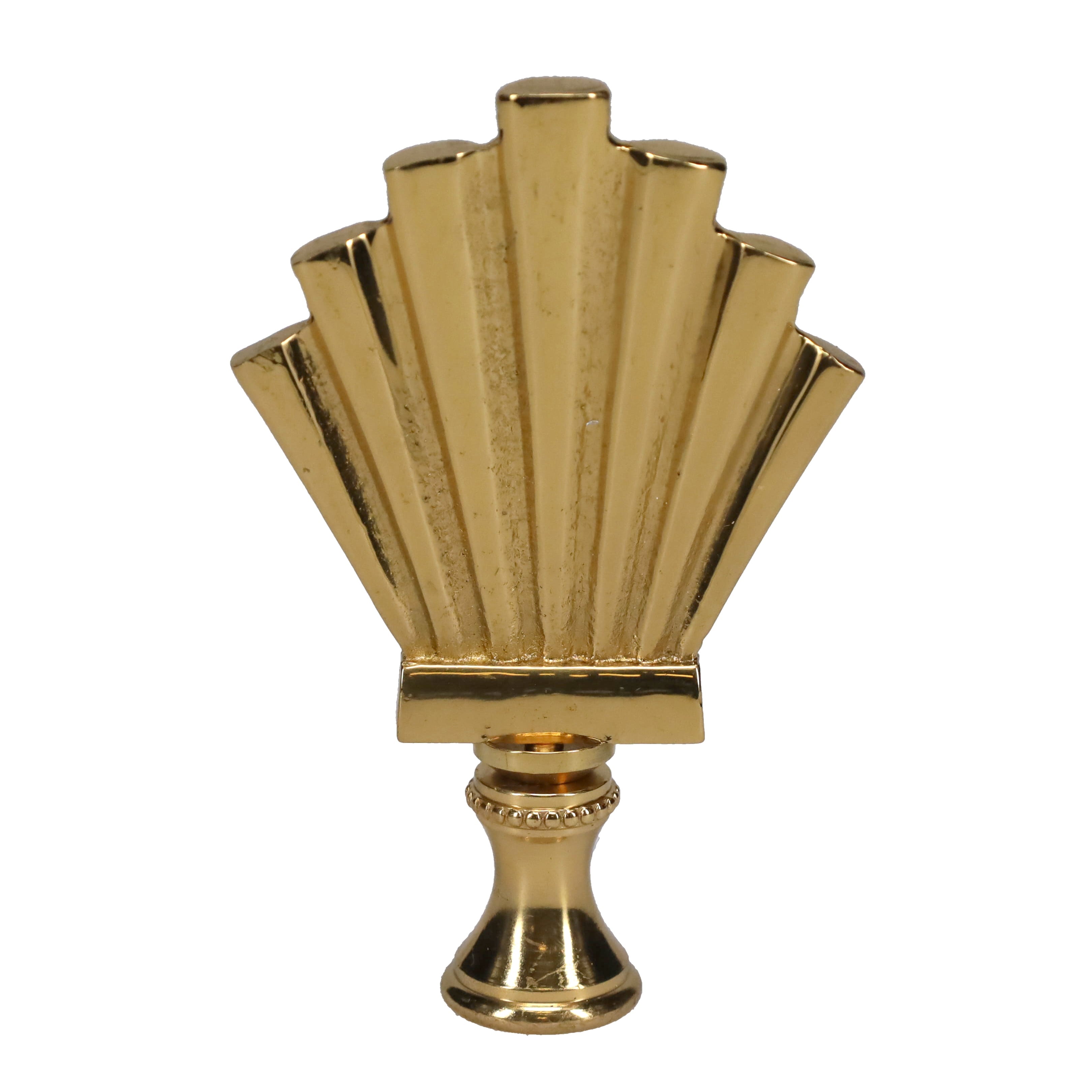2-15/16" Tall Brass Finial, Fluted Fan, 1/4-27F Tap (15175)