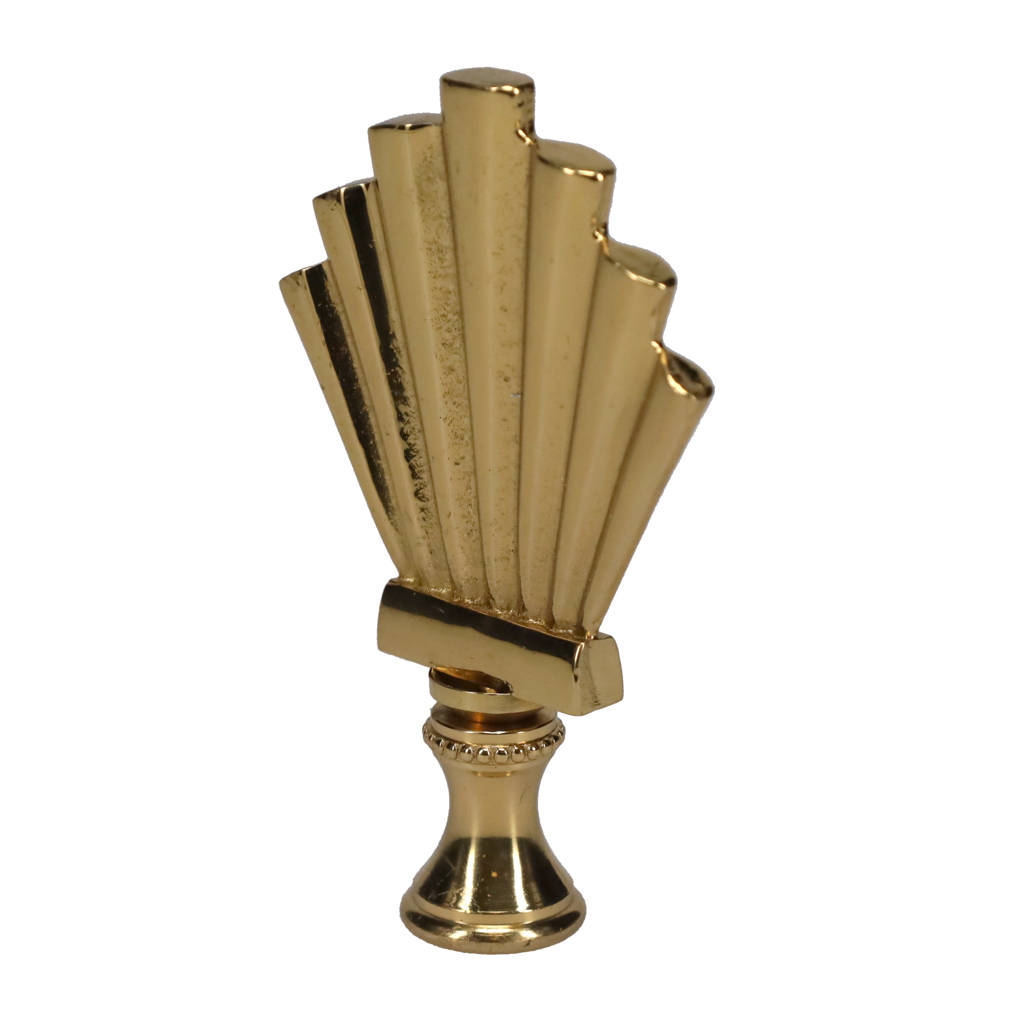 2-15/16" Tall Brass Finial, Fluted Fan, 1/4-27F Tap (15175)