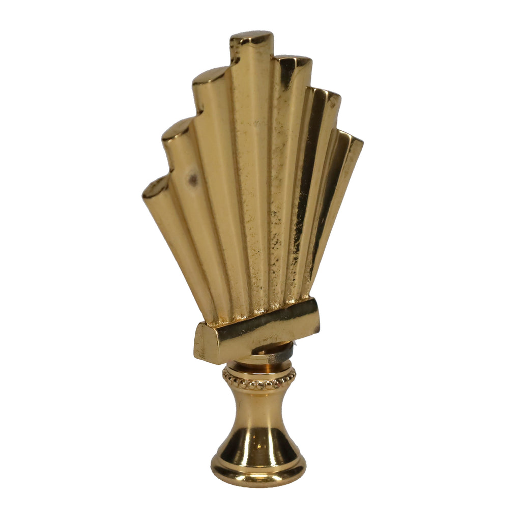 2-15/16" Tall Brass Finial, Fluted Fan, 1/4-27F Tap (15175)