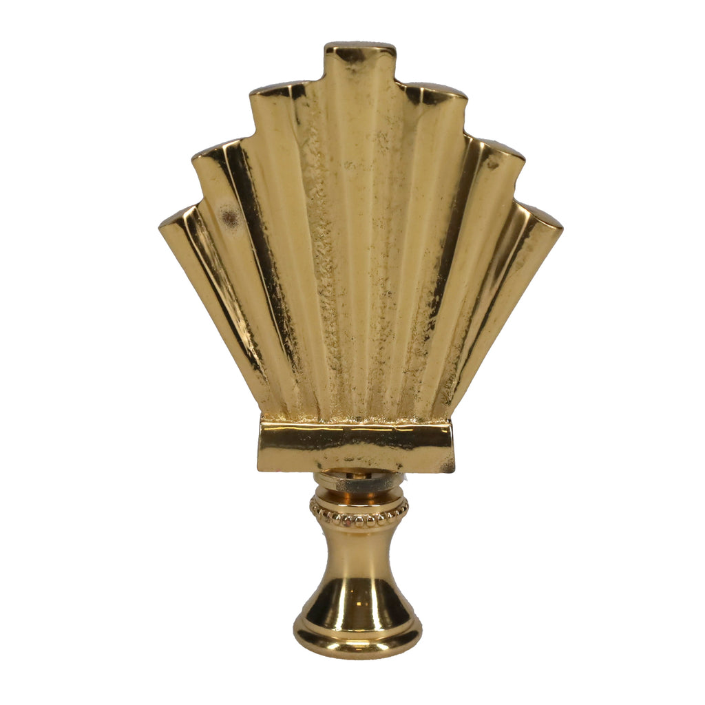 2-15/16" Tall Brass Finial, Fluted Fan, 1/4-27F Tap (15175)