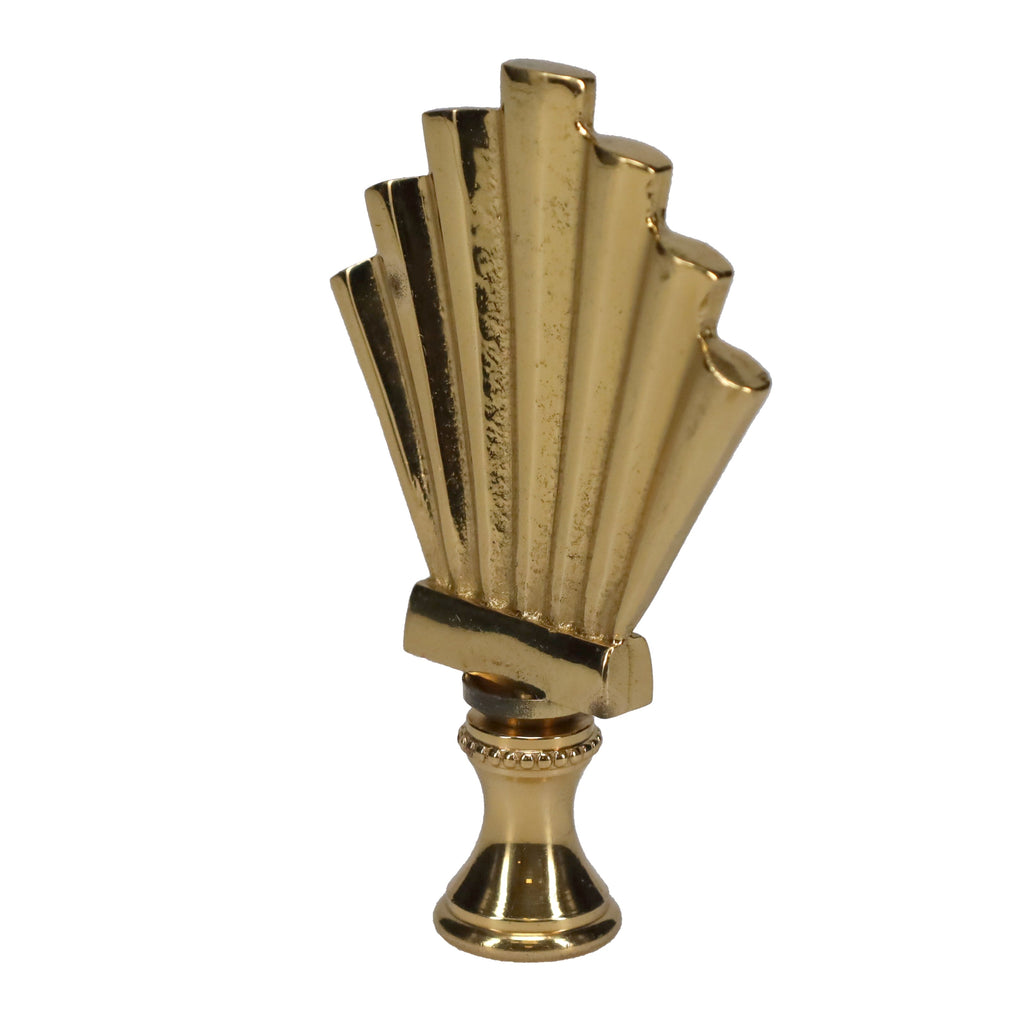 2-15/16" Tall Brass Finial, Fluted Fan, 1/4-27F Tap (15175)