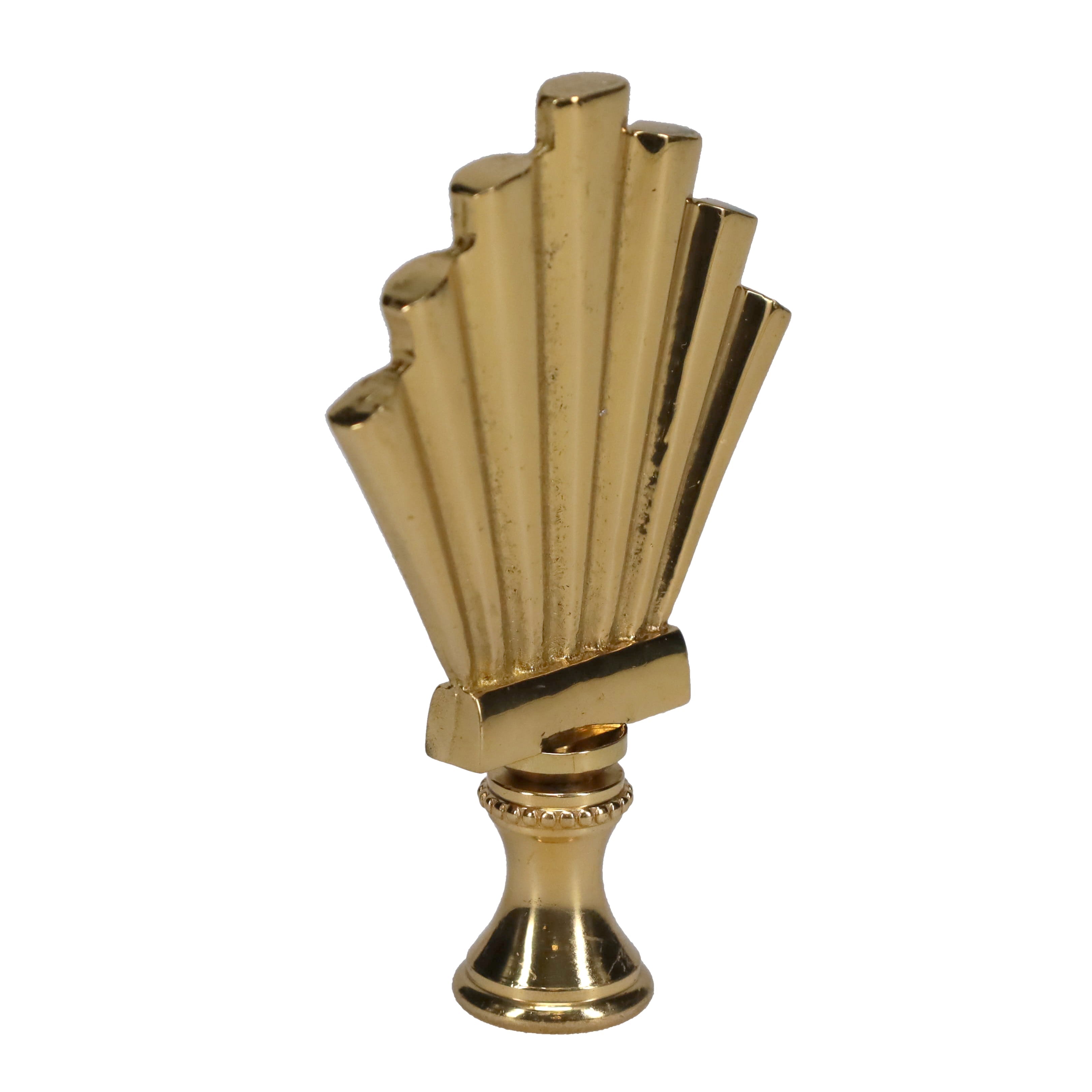 2-15/16" Tall Brass Finial, Fluted Fan, 1/4-27F Tap (15175)