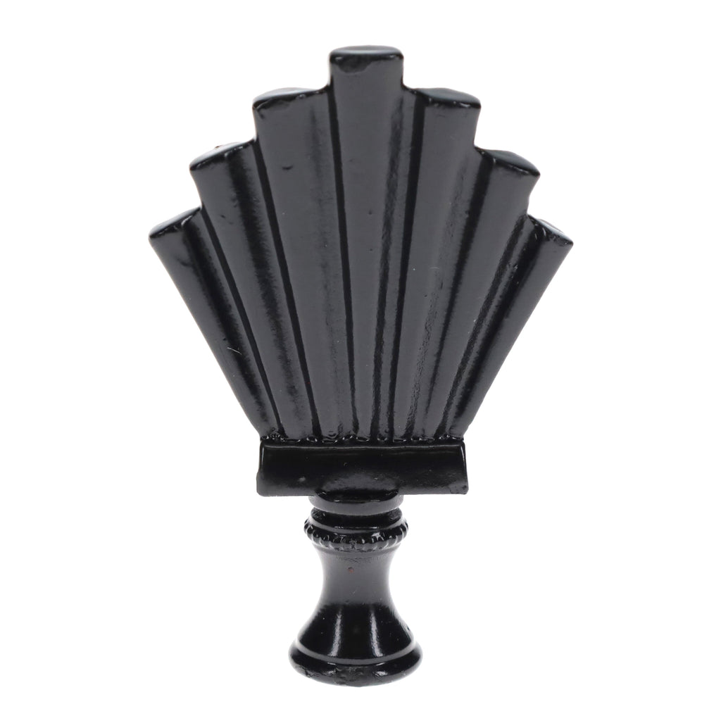 2-15/16" Tall Brass Finial, Fluted Fan, Black Finish, 1/4-27F Tap (15175BK)