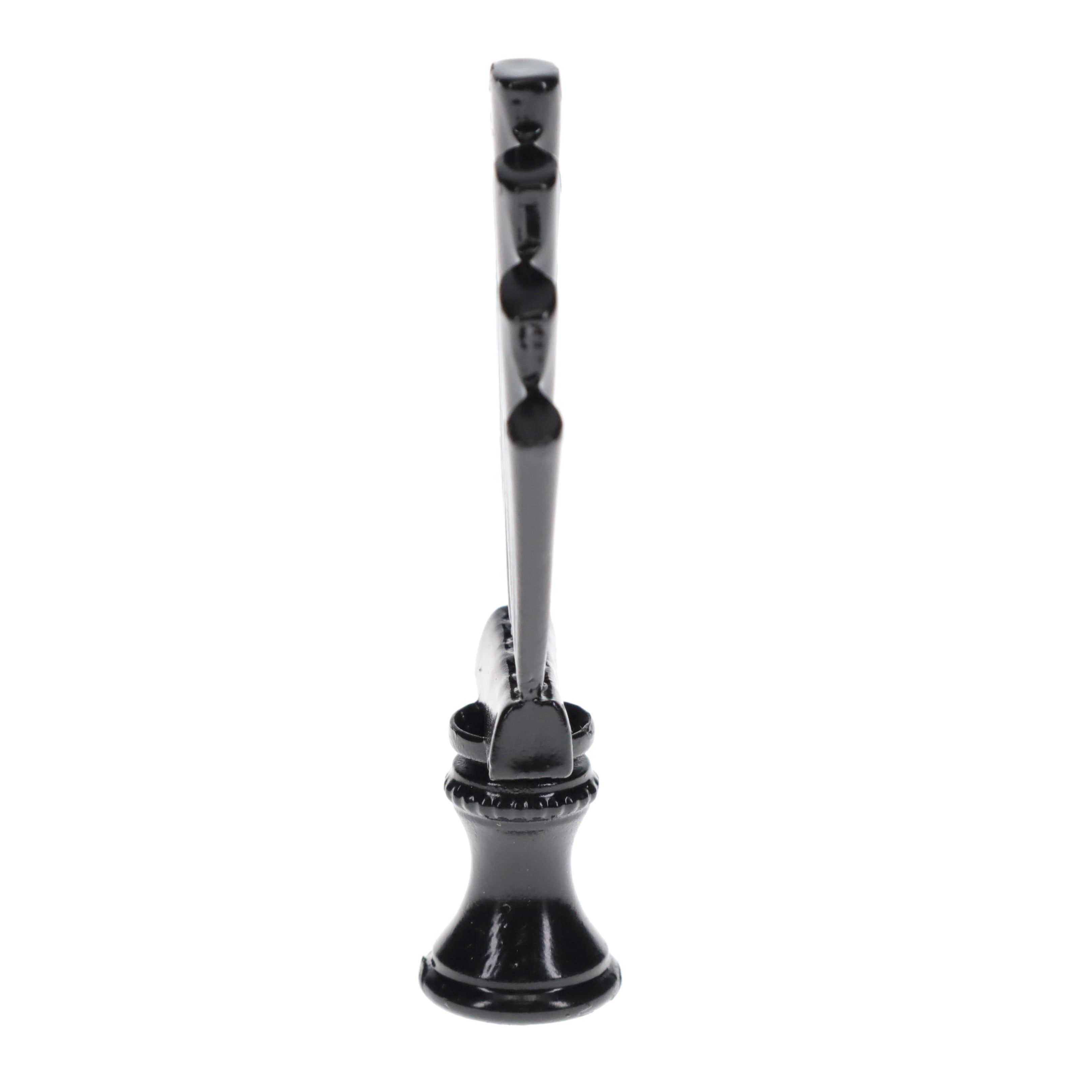 2-15/16" Tall Brass Finial, Fluted Fan, Black Finish, 1/4-27F Tap (15175BK)
