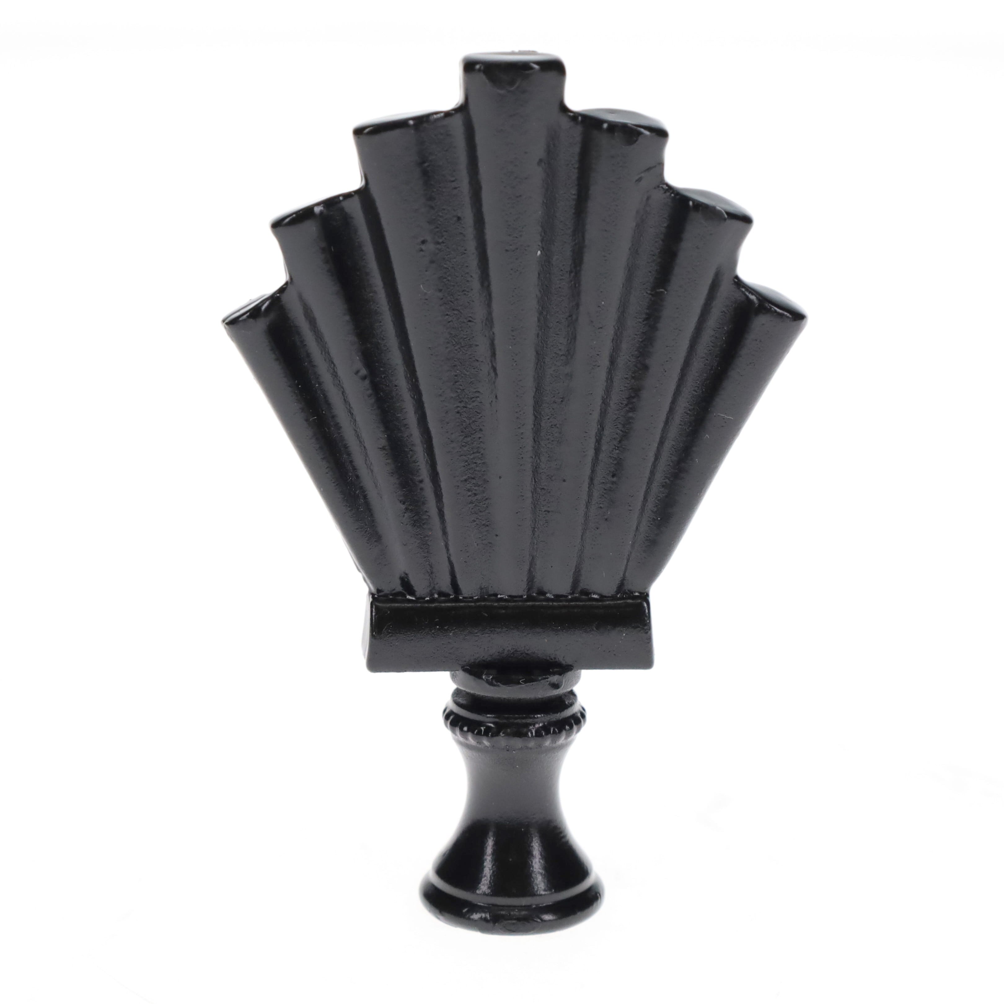 2-15/16" Tall Brass Finial, Fluted Fan, Black Finish, 1/4-27F Tap (15175BK)