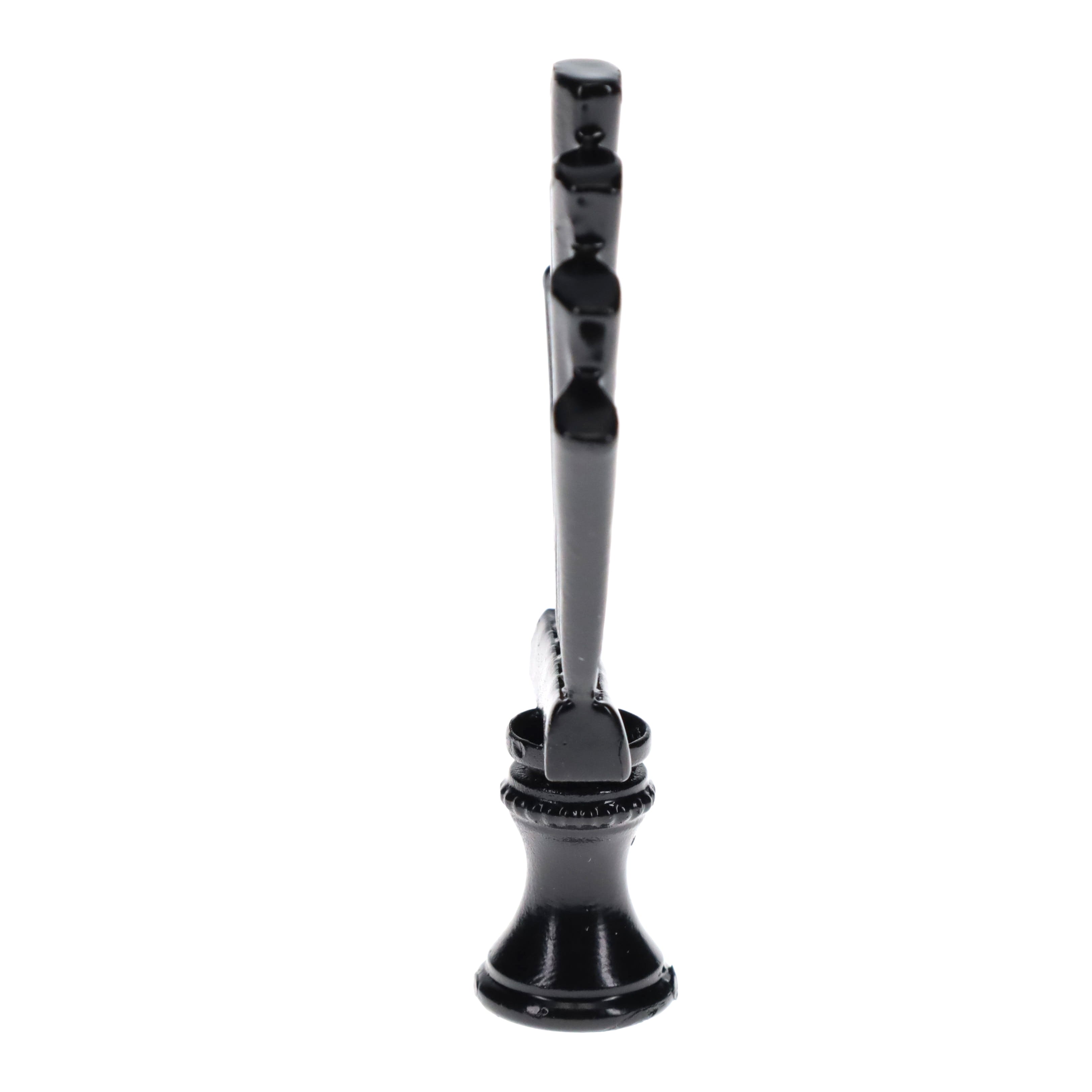 2-15/16" Tall Brass Finial, Fluted Fan, Black Finish, 1/4-27F Tap (15175BK)