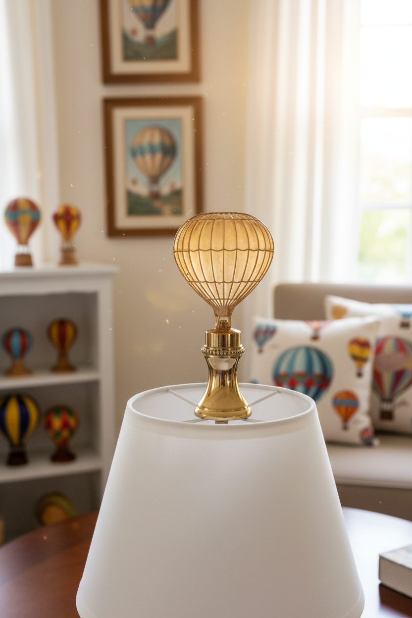 2-1/8" Tall Brass Finial, Hot Air Balloon, 1/4-27F Tap (15176)
