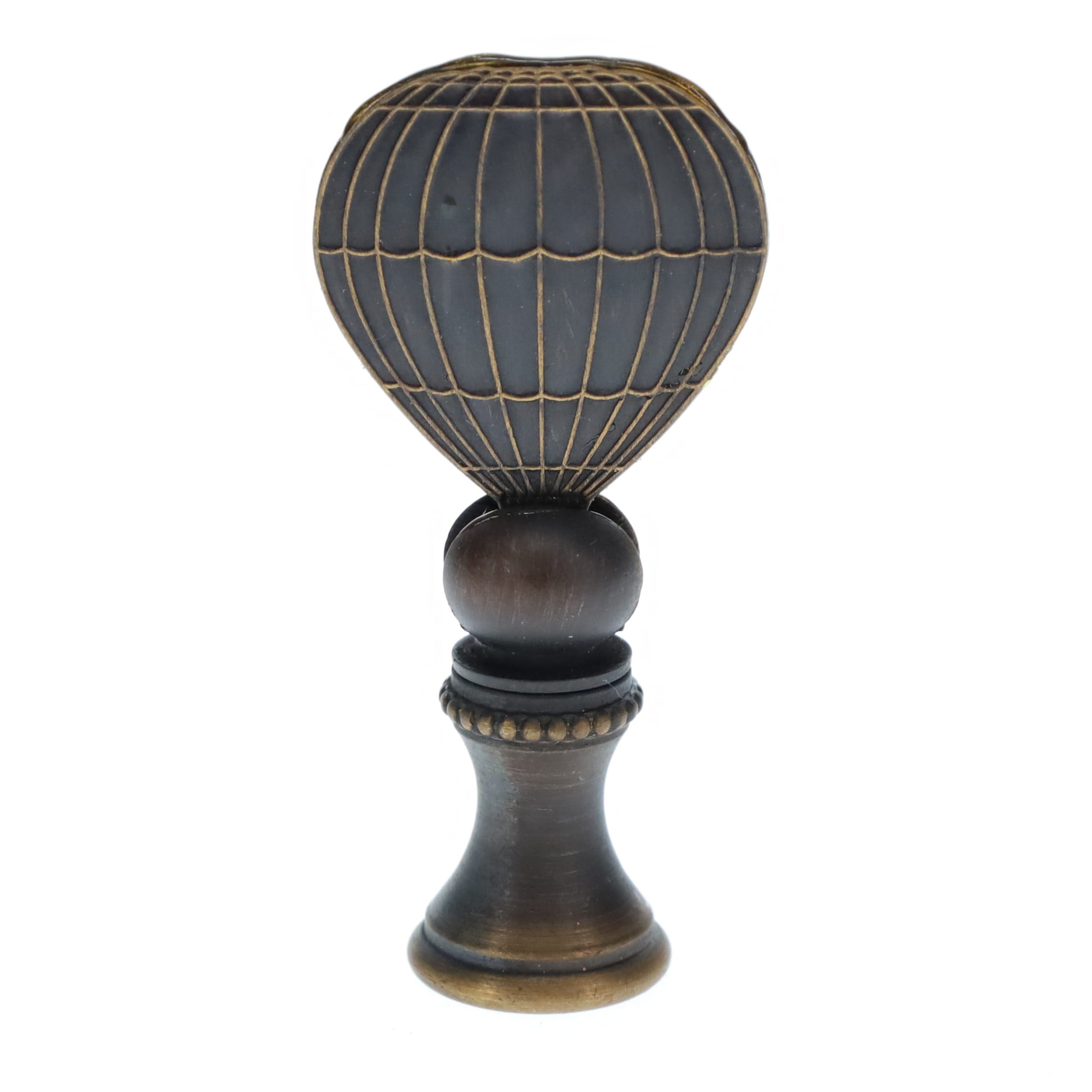 2-1/8" Tall Brass Finial, Hot Air Balloon, Dark Bronze, 1/4-27F Tap (15176BR)