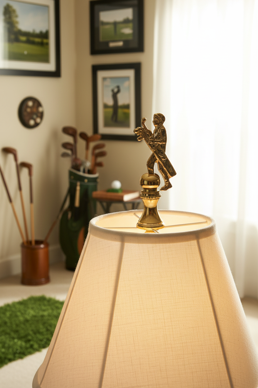 2-1/2" Tall Brass Finial, Golfer with Golf Bag, 1/4-27F Tap (15177)