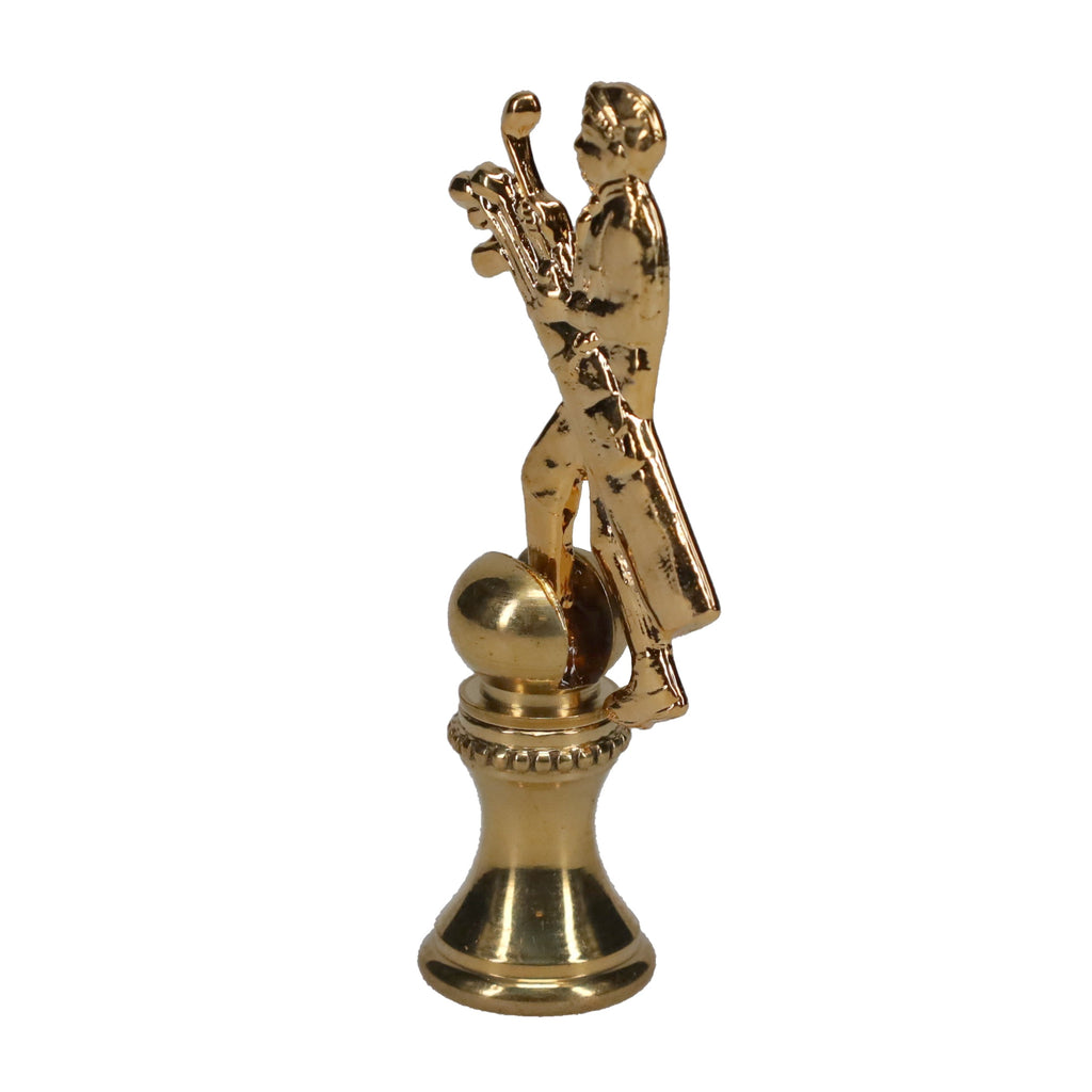 2-1/2" Tall Brass Finial, Golfer with Golf Bag, 1/4-27F Tap (15177)