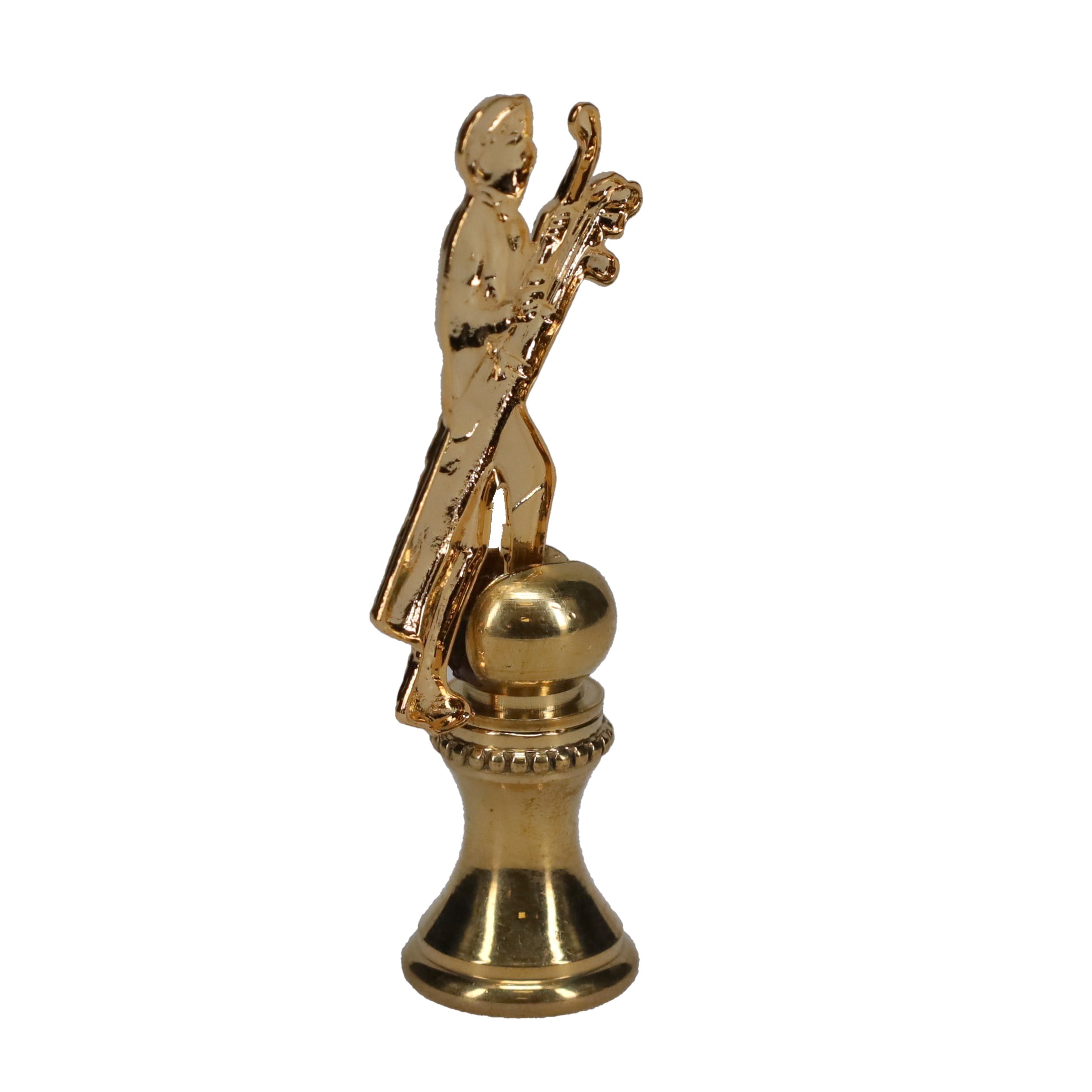 2-1/2" Tall Brass Finial, Golfer with Golf Bag, 1/4-27F Tap (15177)