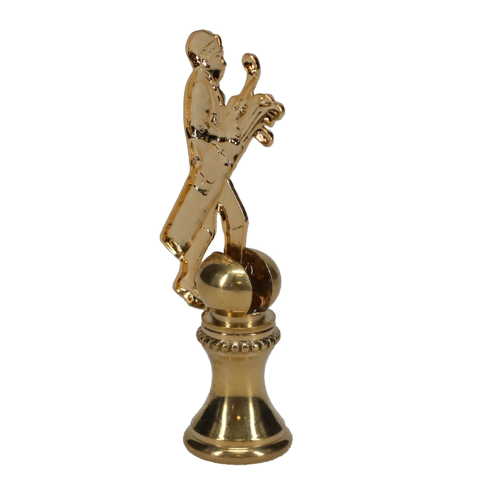 2-1/2" Tall Brass Finial, Golfer with Golf Bag, 1/4-27F Tap (15177)